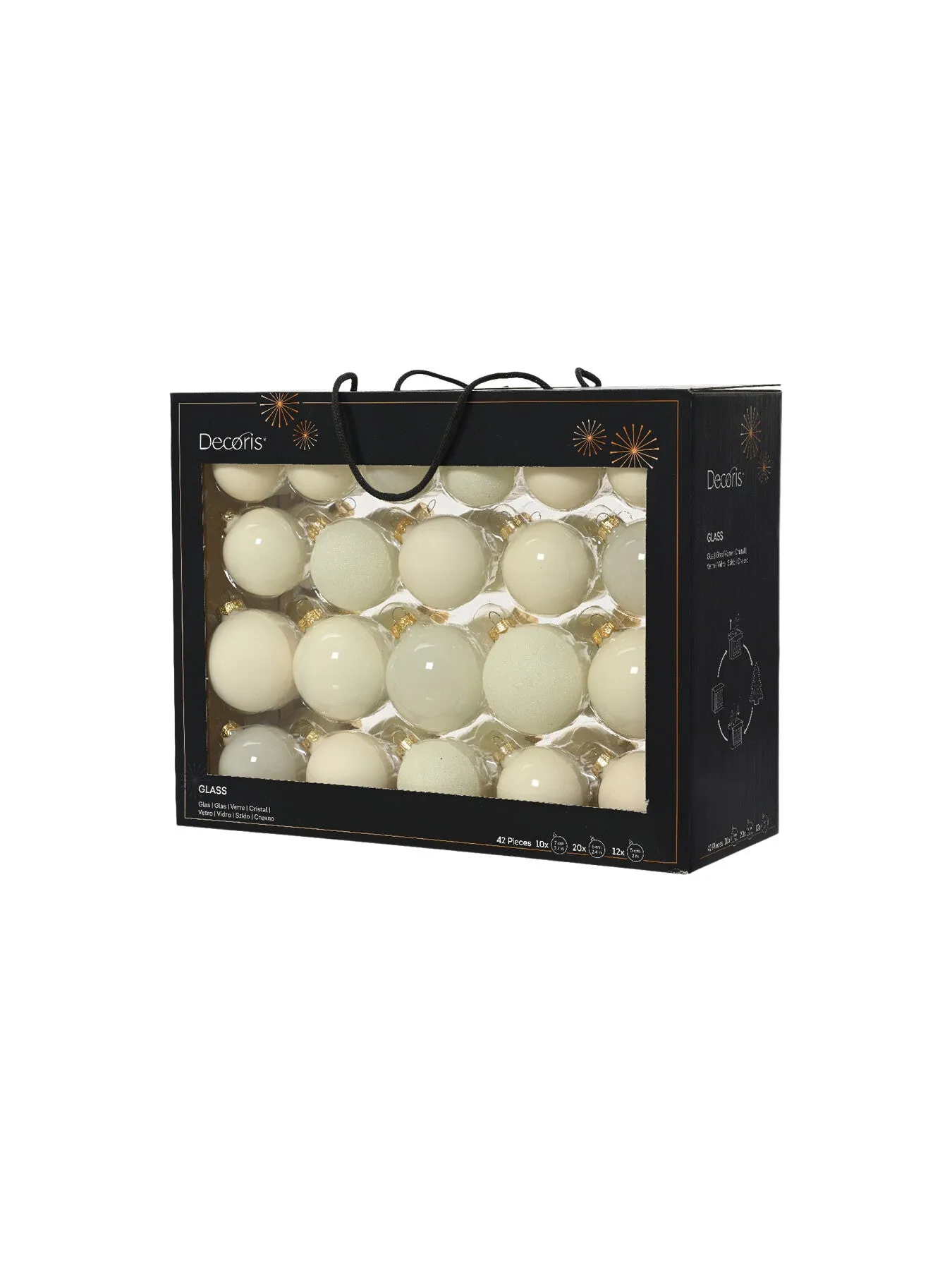 Christmas Baubles Mixed Finish - White, Glass