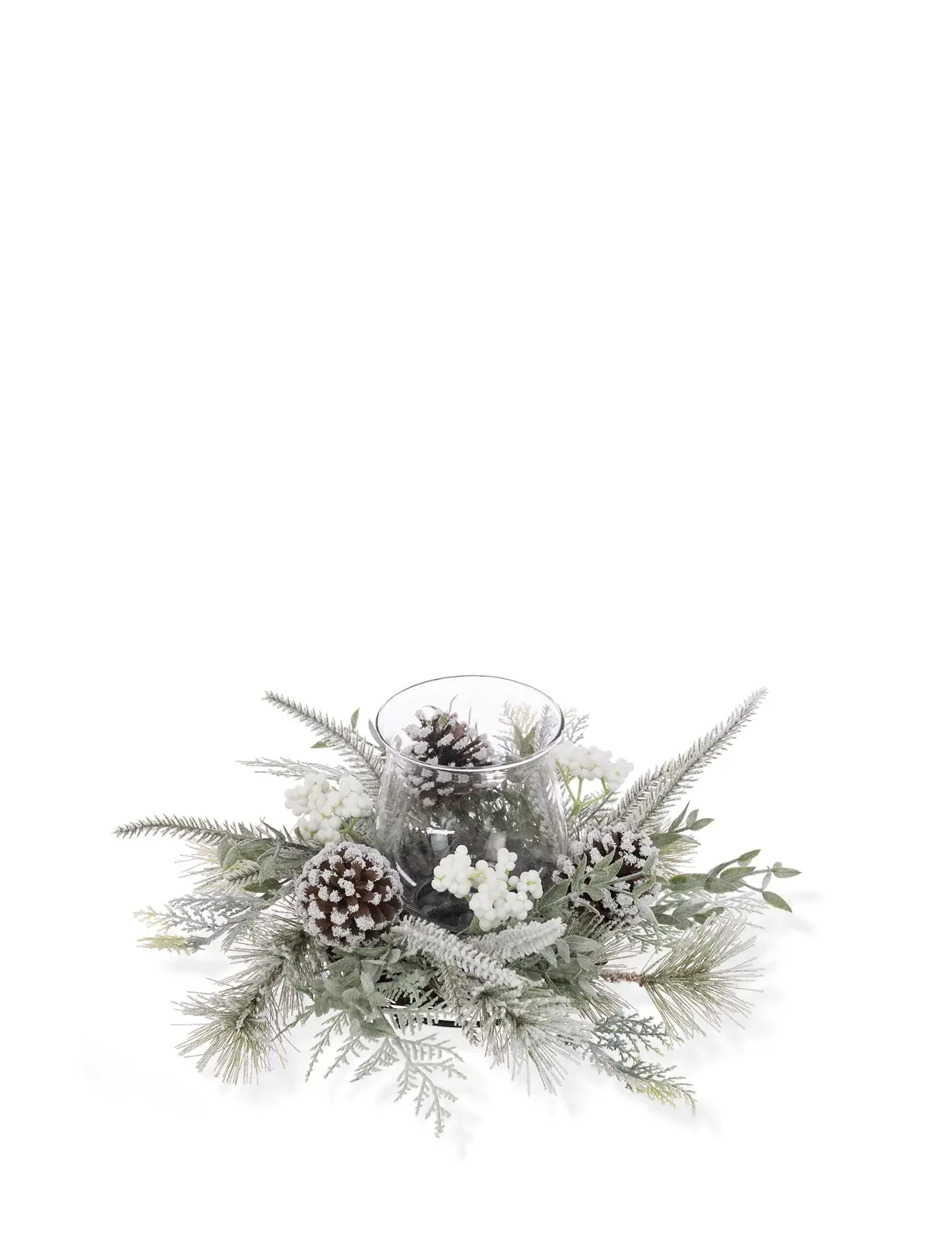 Snowy Castor Berry Candle Holder - White image
