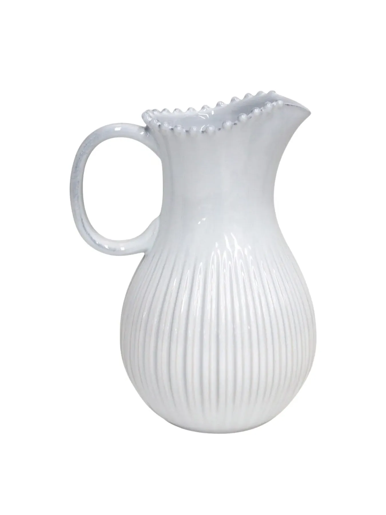 2.58L Pitcher with Beaded Rim - White, Stoneware image