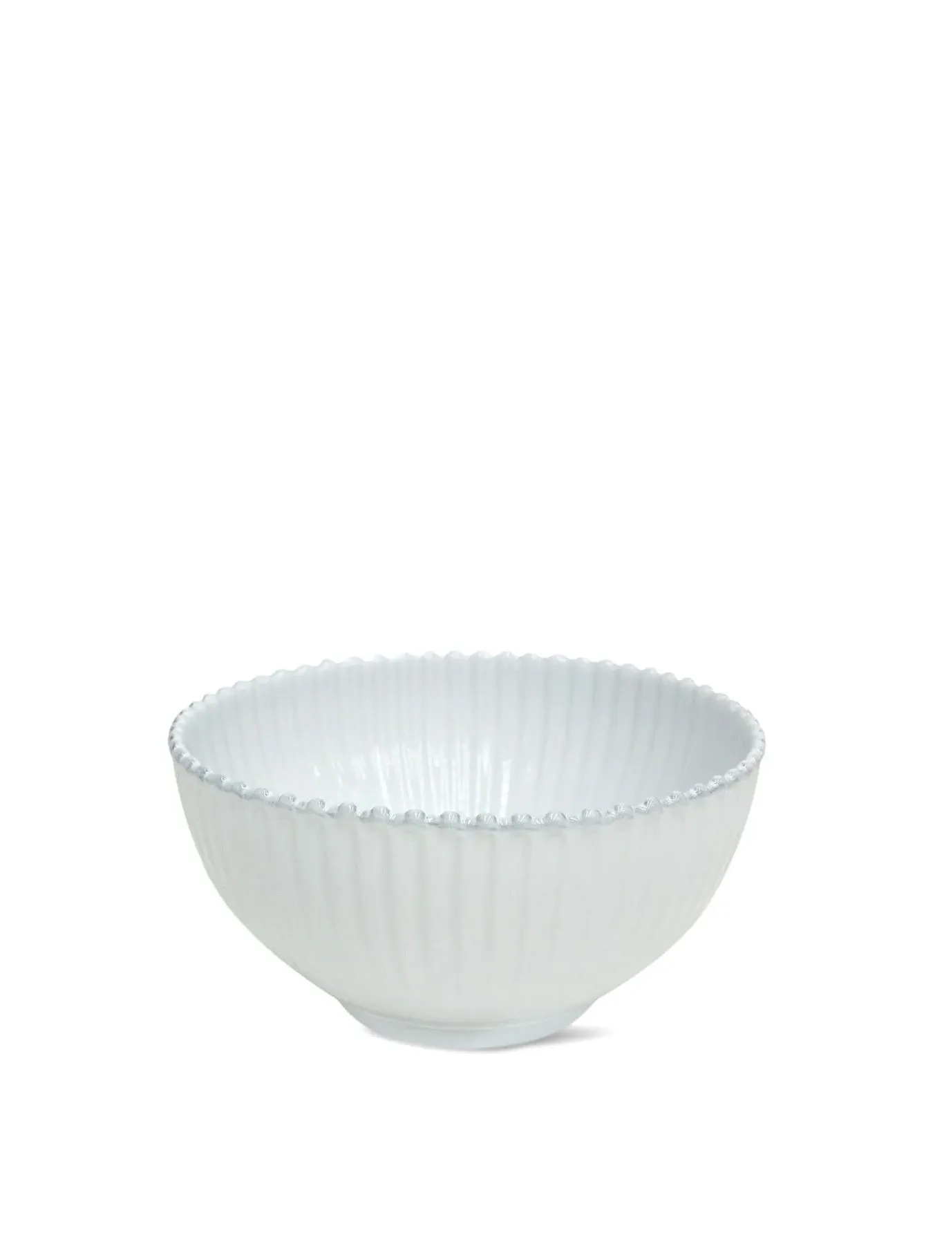27cm Serving Bowl with Beaded Rim - White, Stoneware image