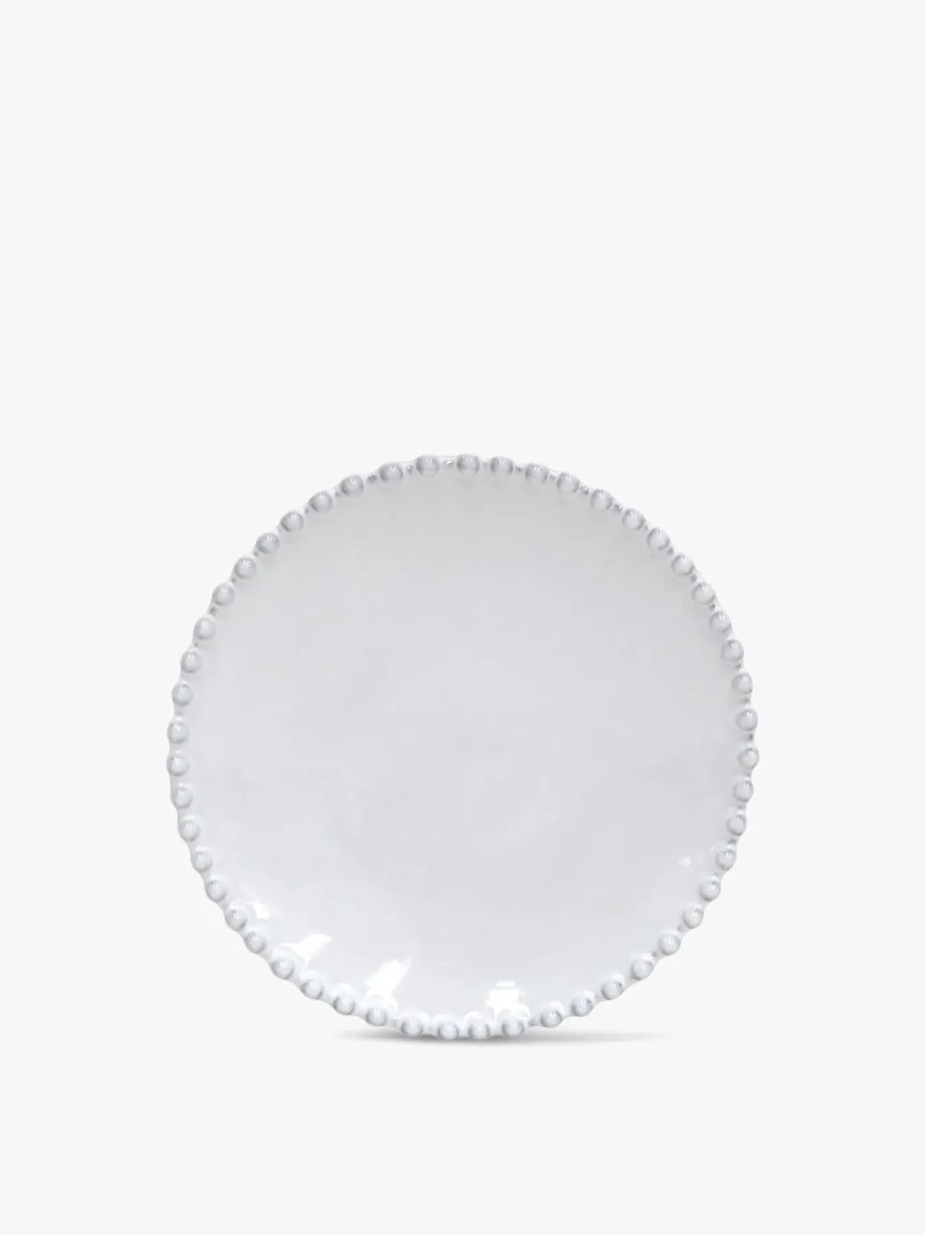Bread Plate with Beaded Rim - White, Stoneware image