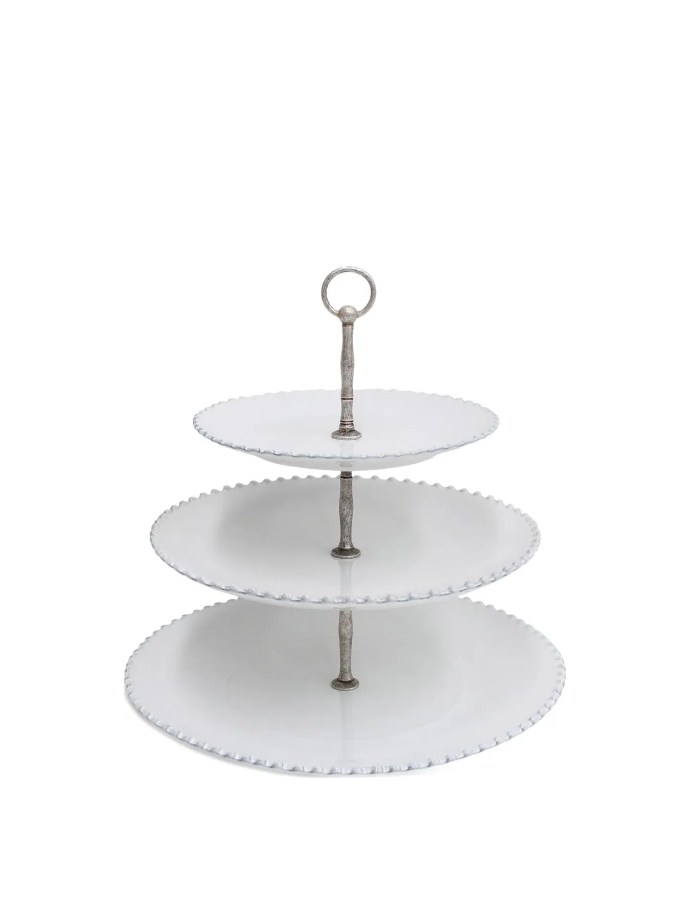 Centrepiece Cakestand with Beaded Rim - White image