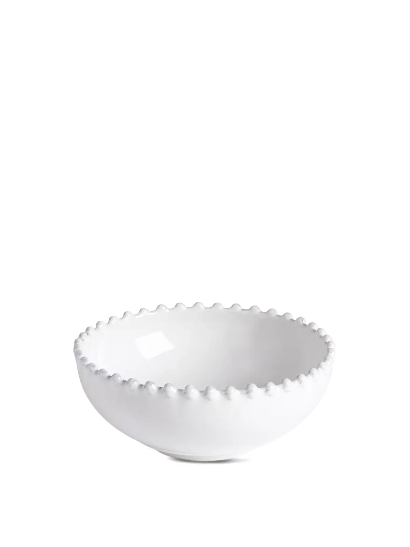 Low Bowl with Beaded Rim - White, Stoneware image