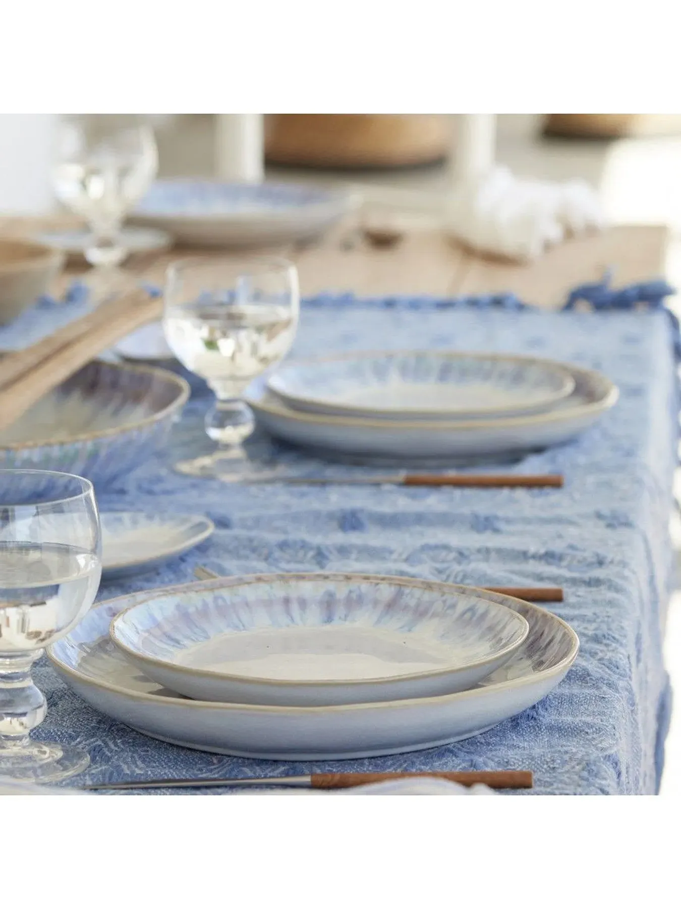 Salad Plate with Organic Shape - Blue, Ceramic