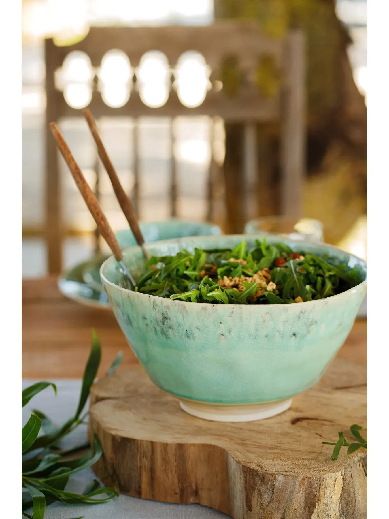 Serving Bowl with Crackled Finish - Blue