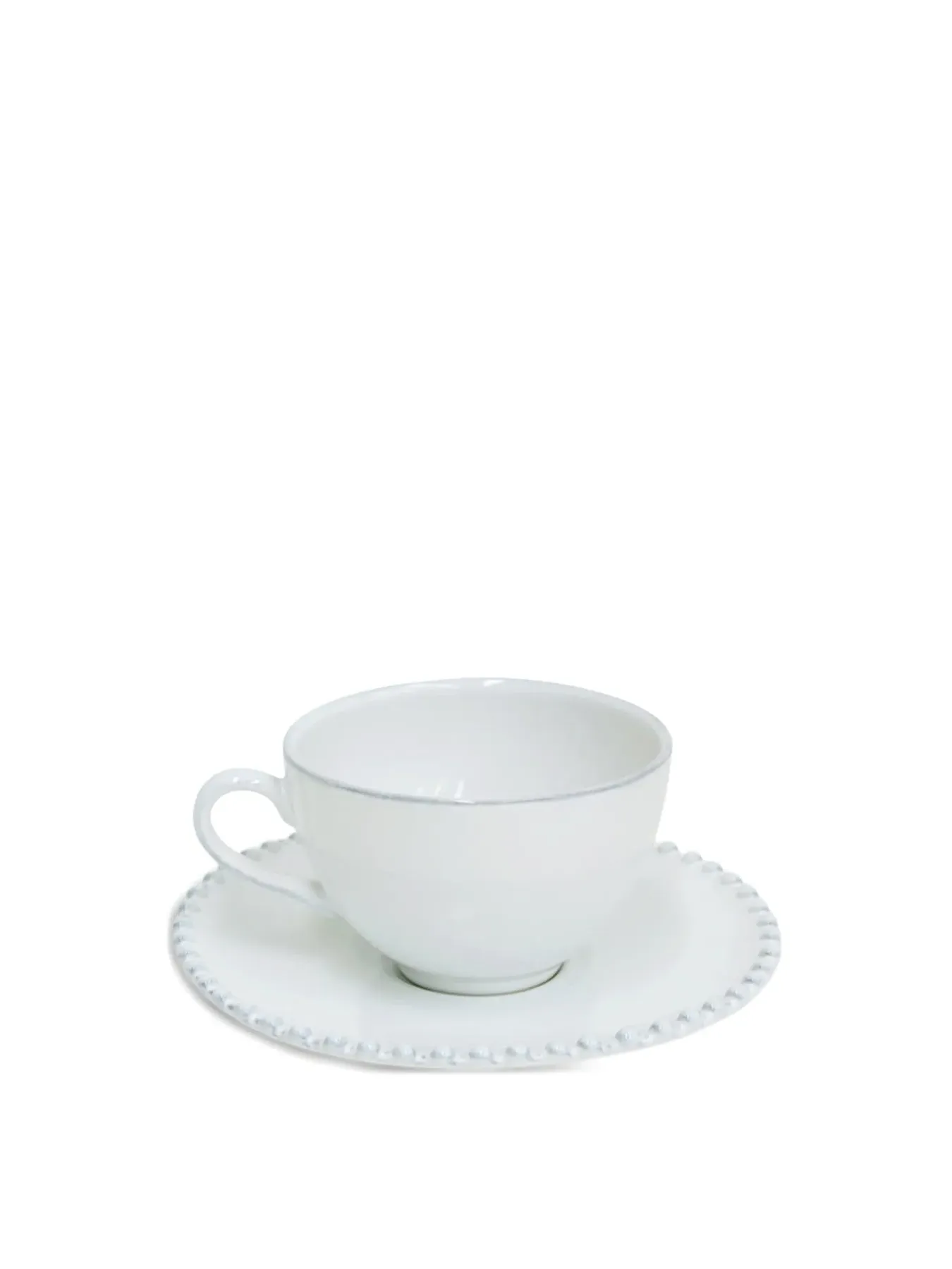 Tea Cup and Saucer Set - White, Stoneware image