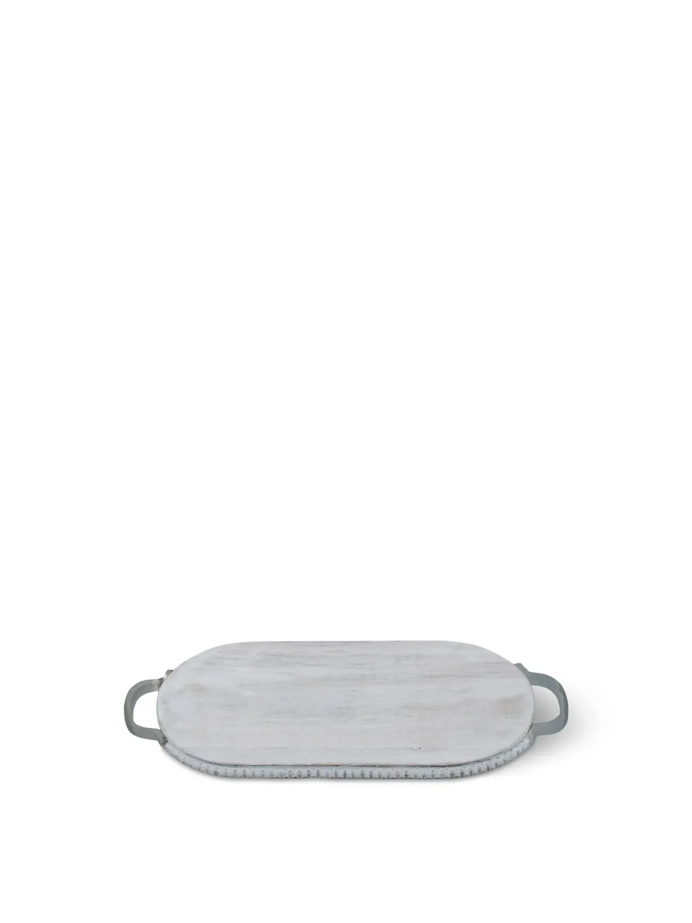 Large Oval Platter with Handle - White, Mango Wood image
