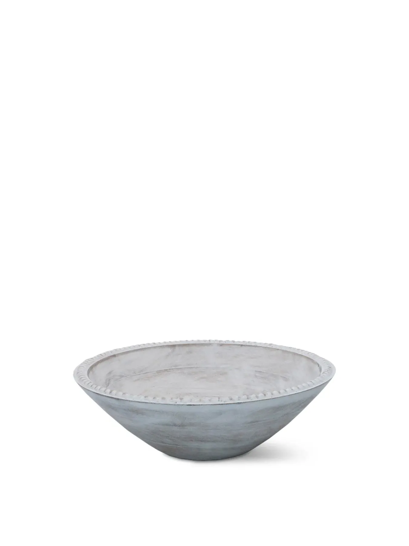 Large Round Bowl with Beaded Detail - White, Mango image