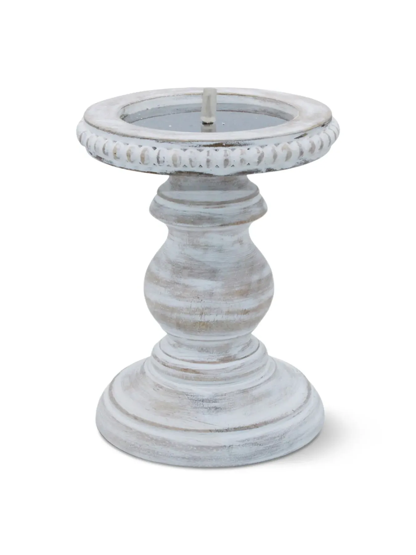 Small Pillar Candle Holders - White, Mango Wood image