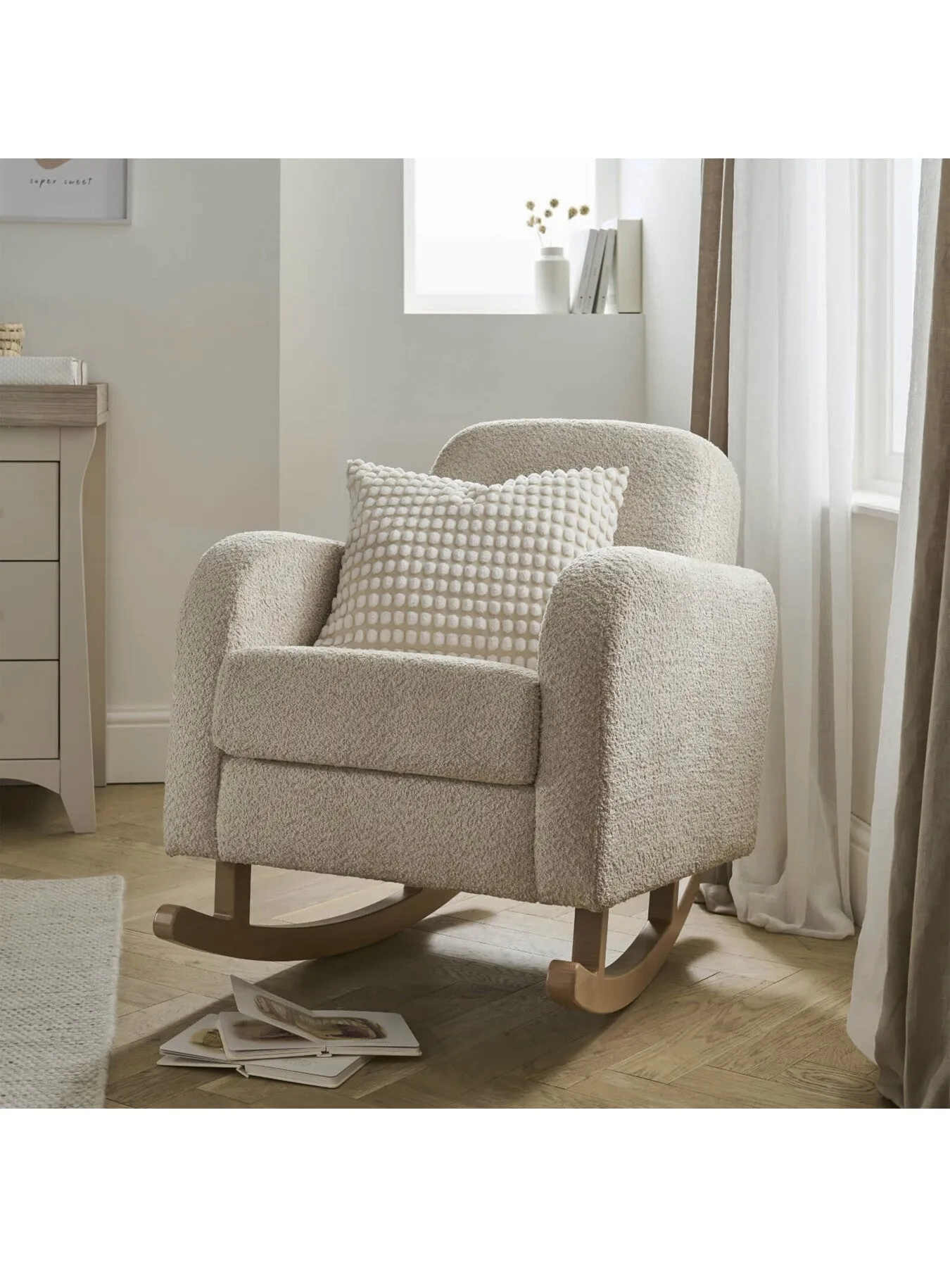 Rocking Nursing Chair - Mushroom, Boucle
