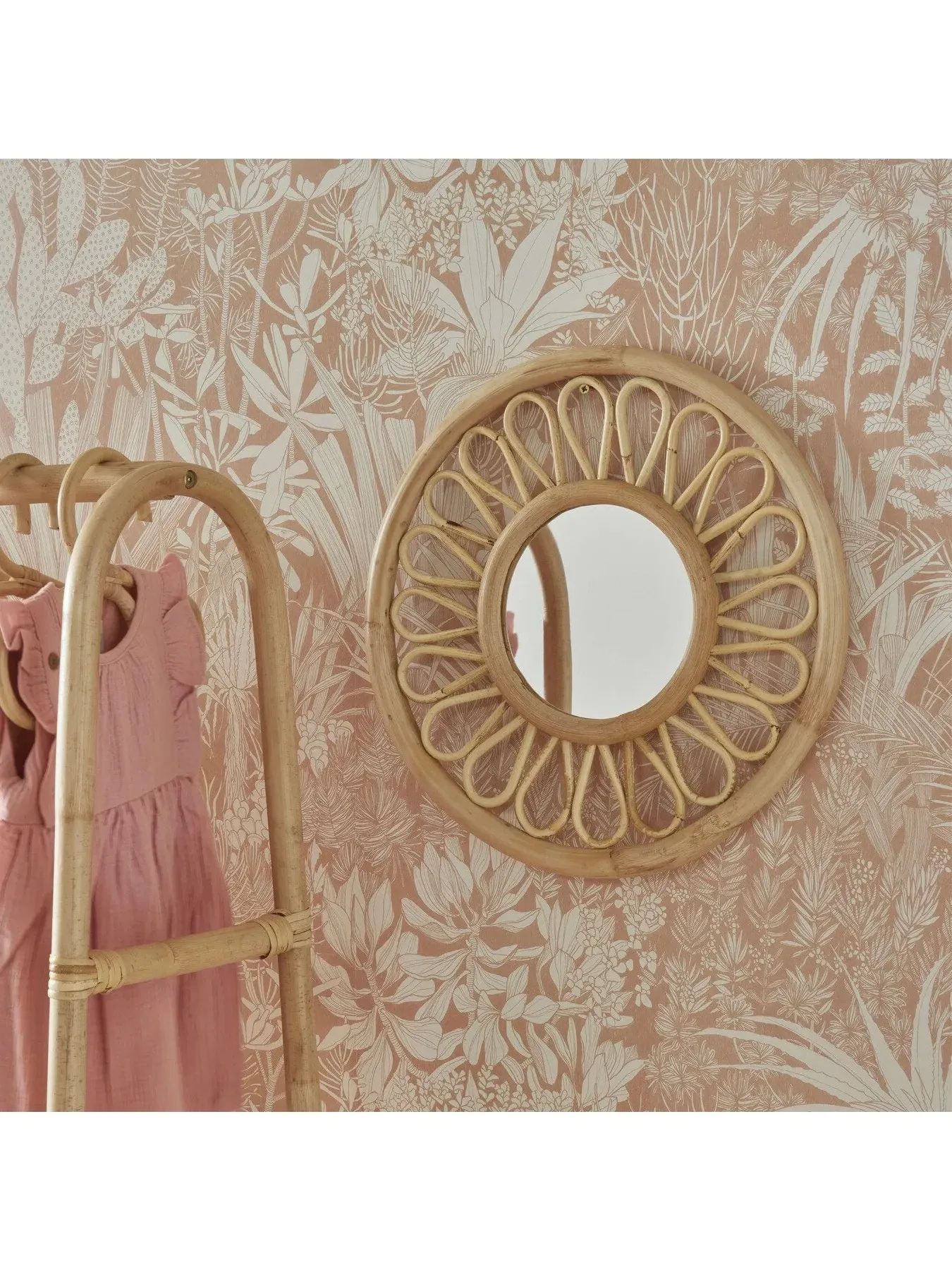Round Nursery Mirror - Natural, Rattan