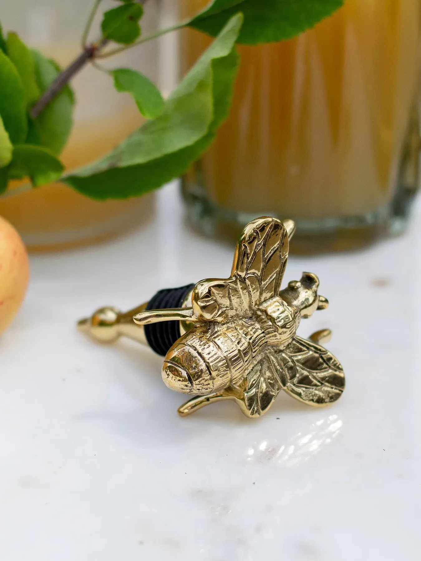 Bee Bottle Stopper - Brass