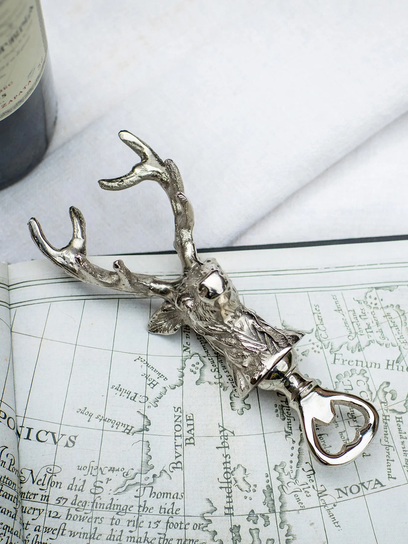 Stag Head Bottle Opener - Nickel Finish