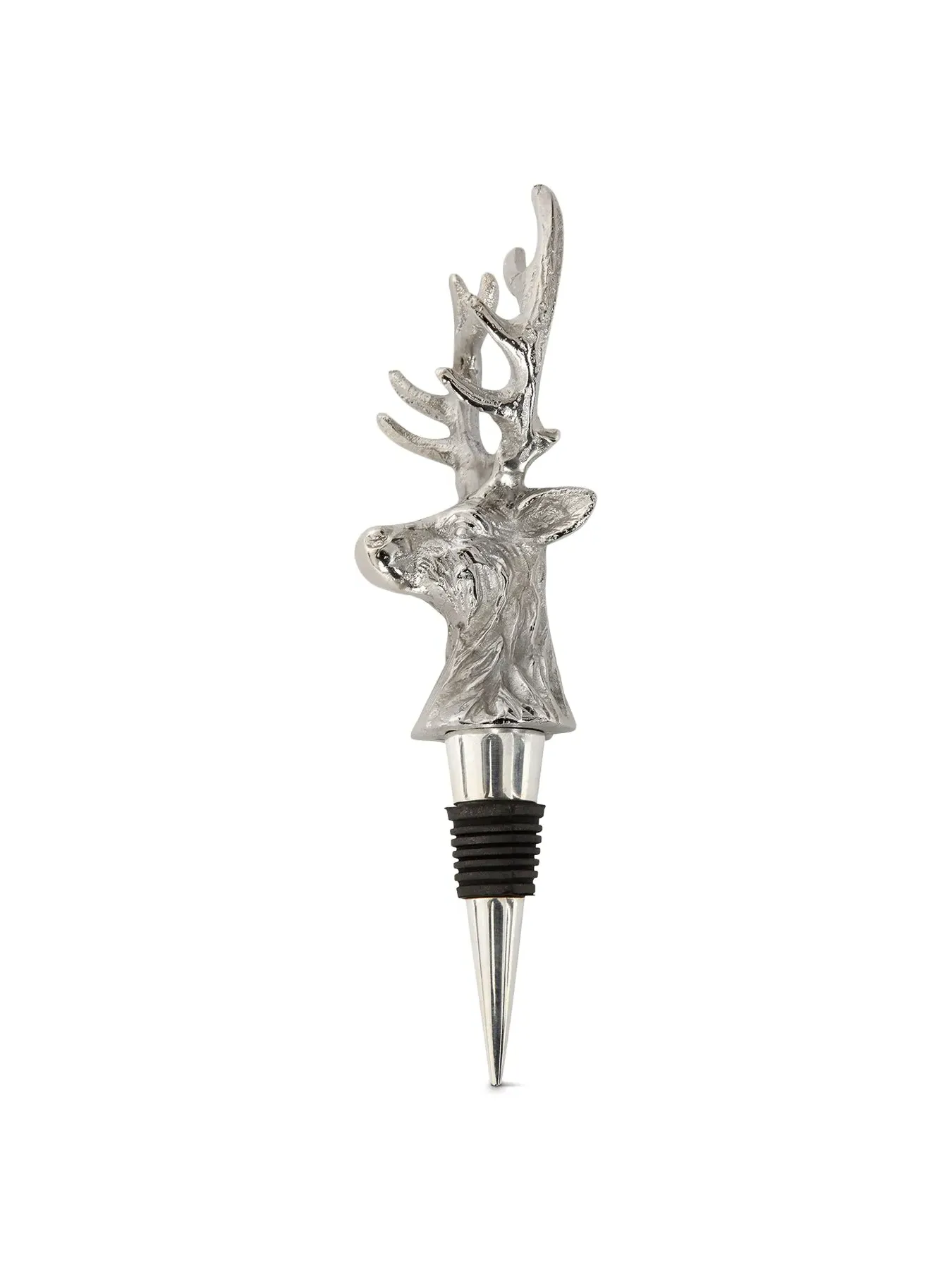 Stag Head Wine Bottle Stopper - Nickel image