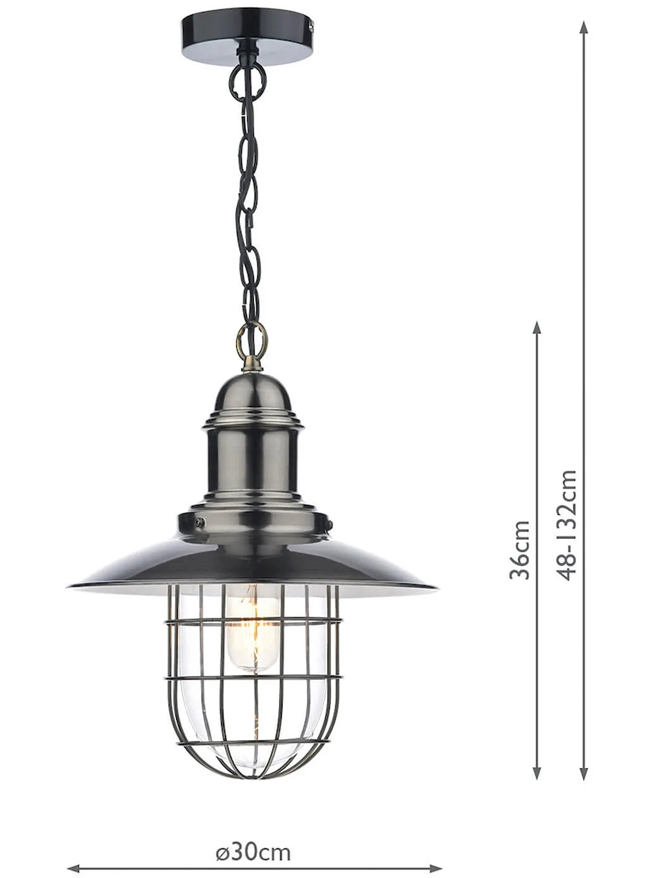 1 Light Pendant Light with Cage - Antique Chrome