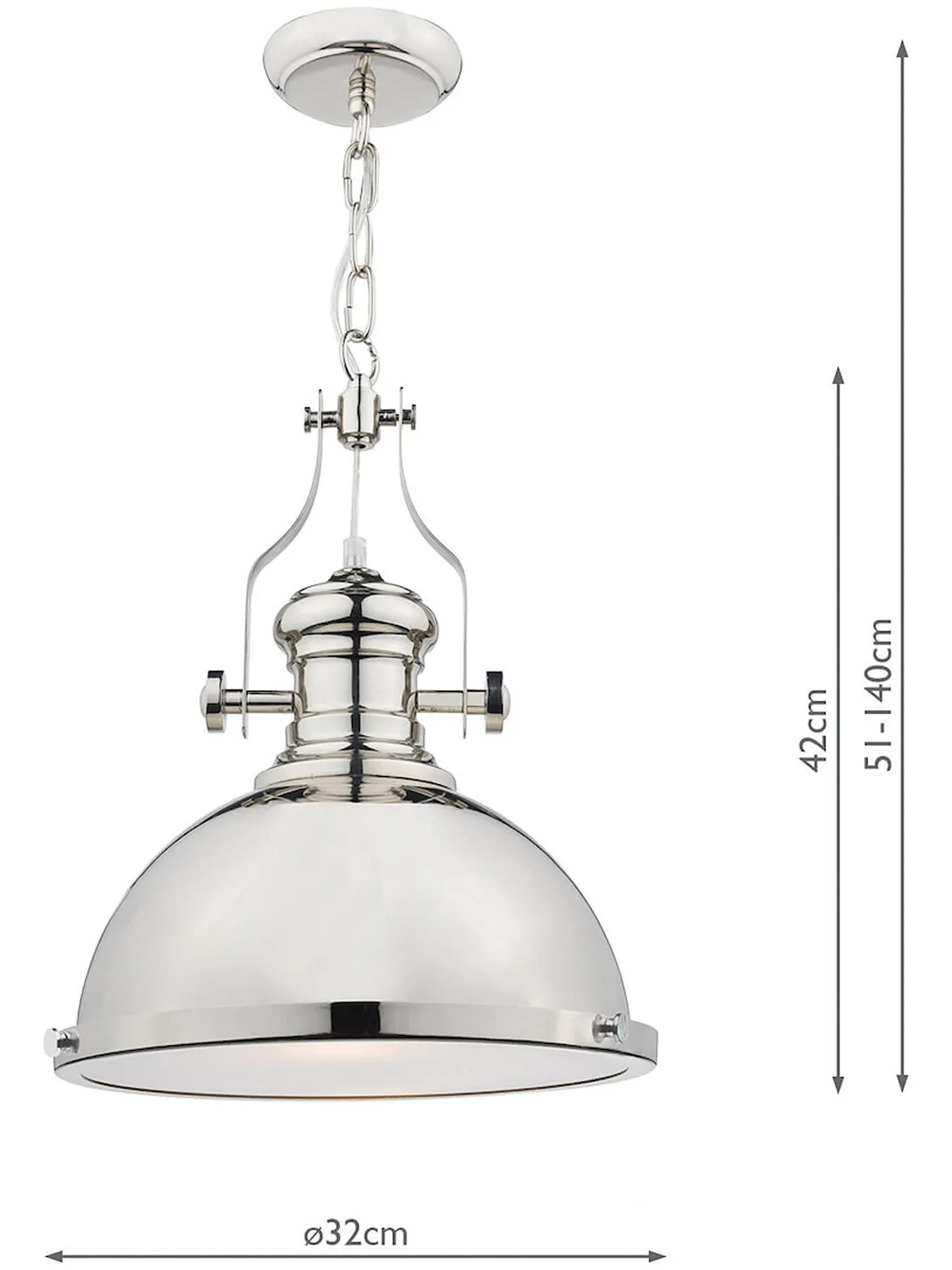 1 Light Pendant with Glass Diffuser - Chrome