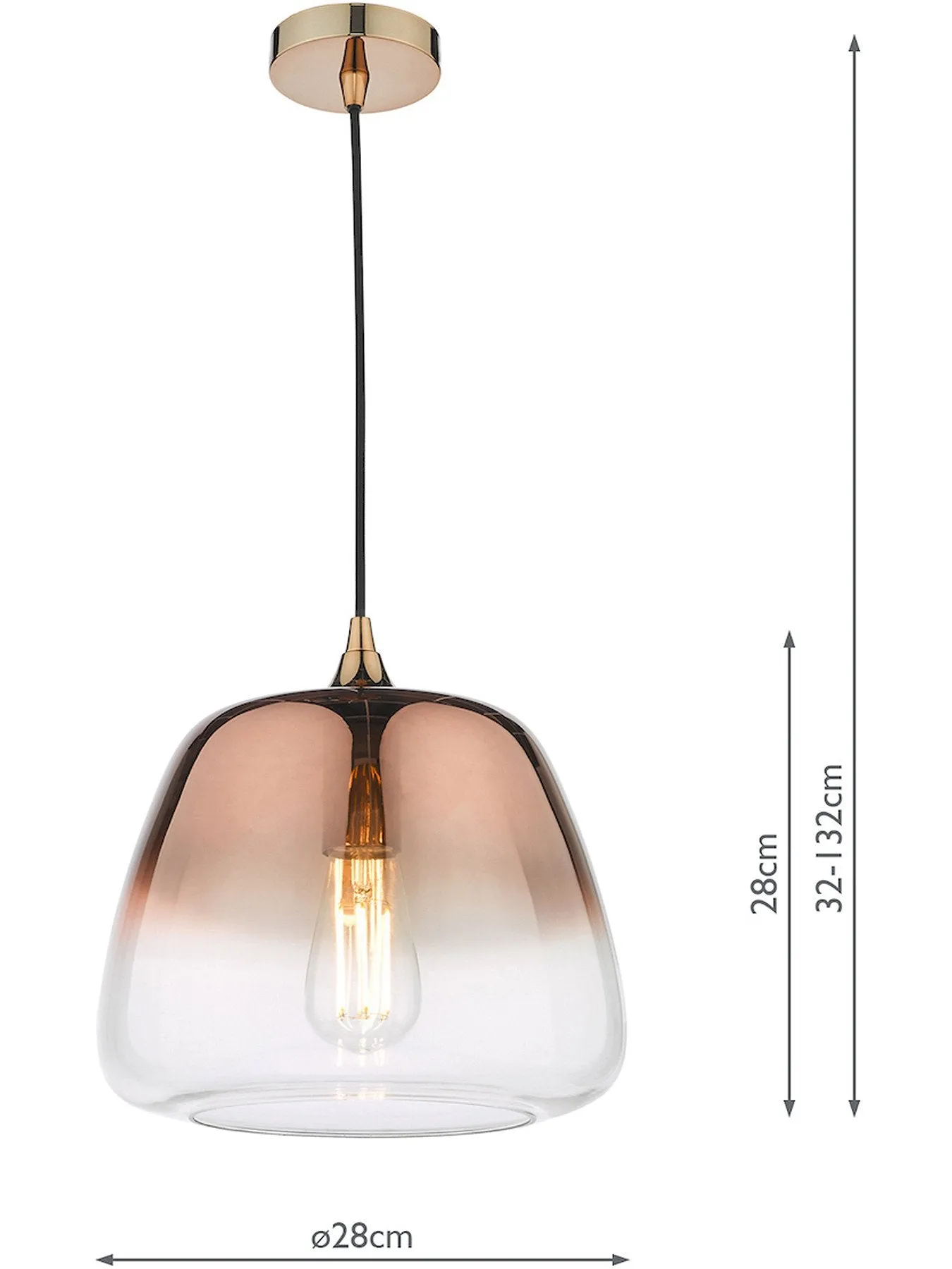 1 Light Pendant with Ombre Shade - Copper, Glass