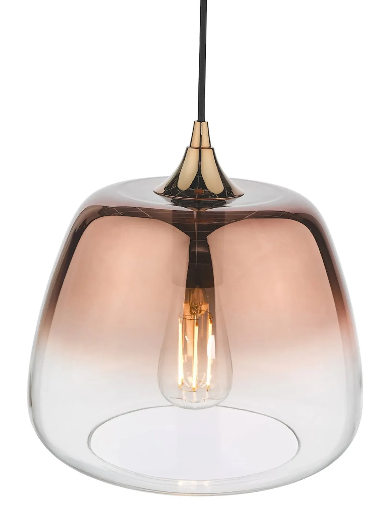 1 Light Pendant with Ombre Shade - Copper, Glass