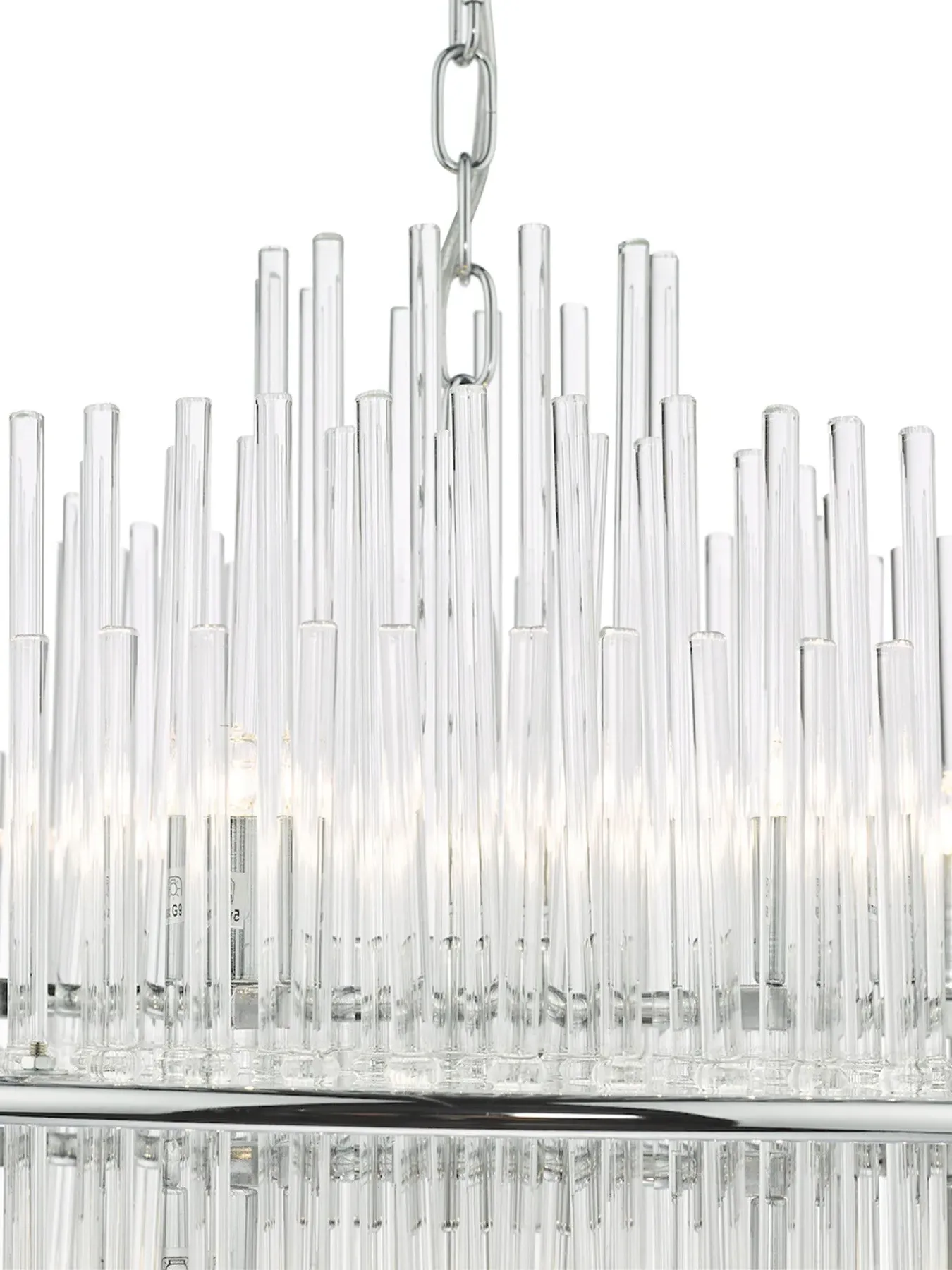 13 Light Pendant with Glass Rods - Chrome