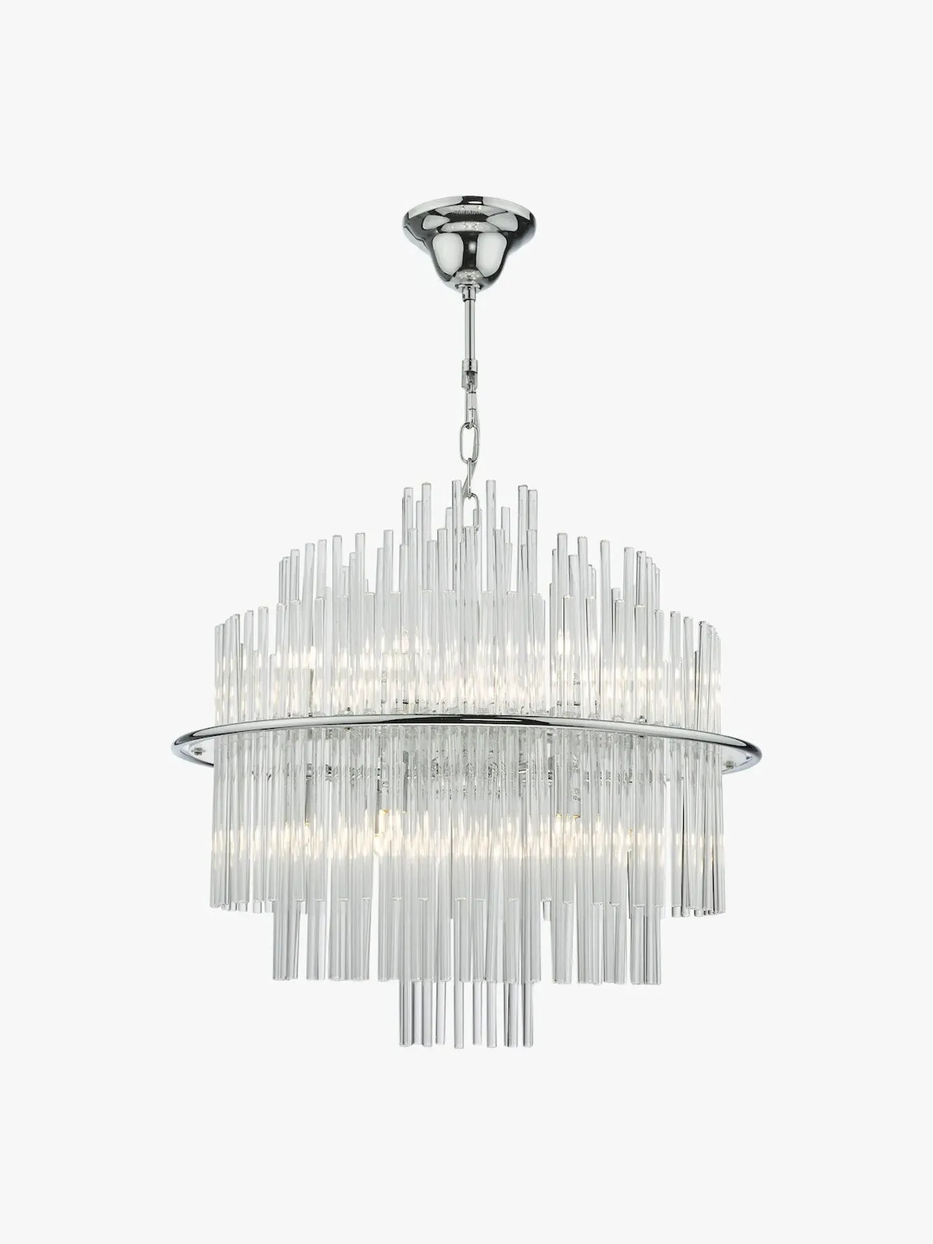 13 Light Pendant with Glass Rods - Chrome image