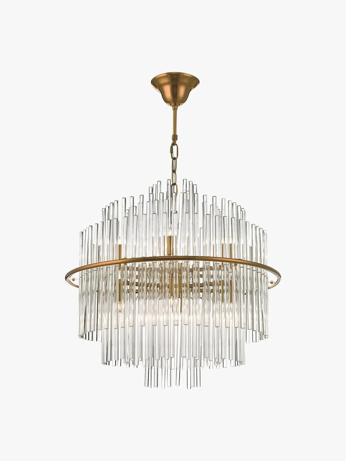 13 Light Pendant with Glass Rods - Gold, Metal image