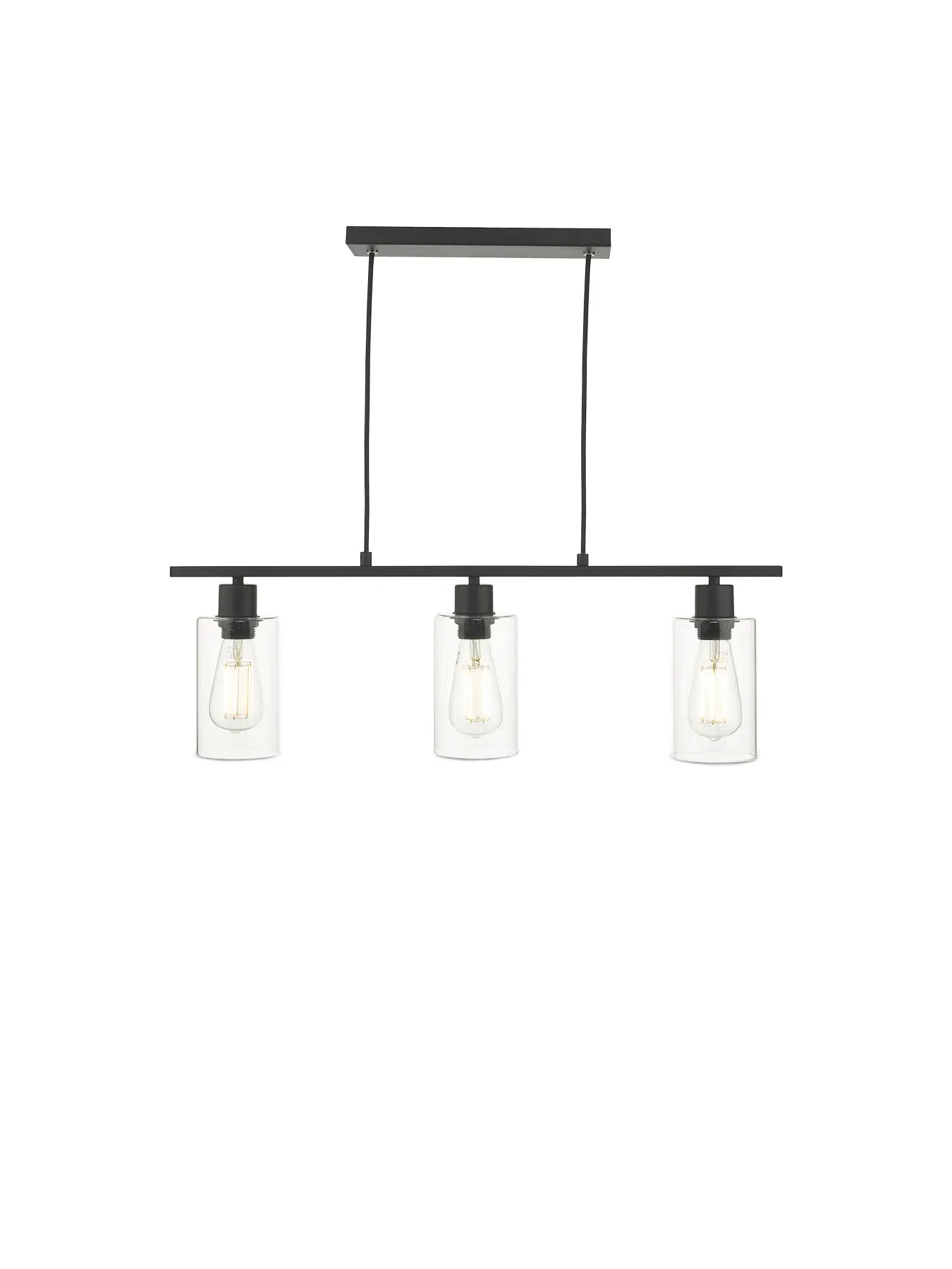 3-Light Bar Pendant - Matt Black, Glass image