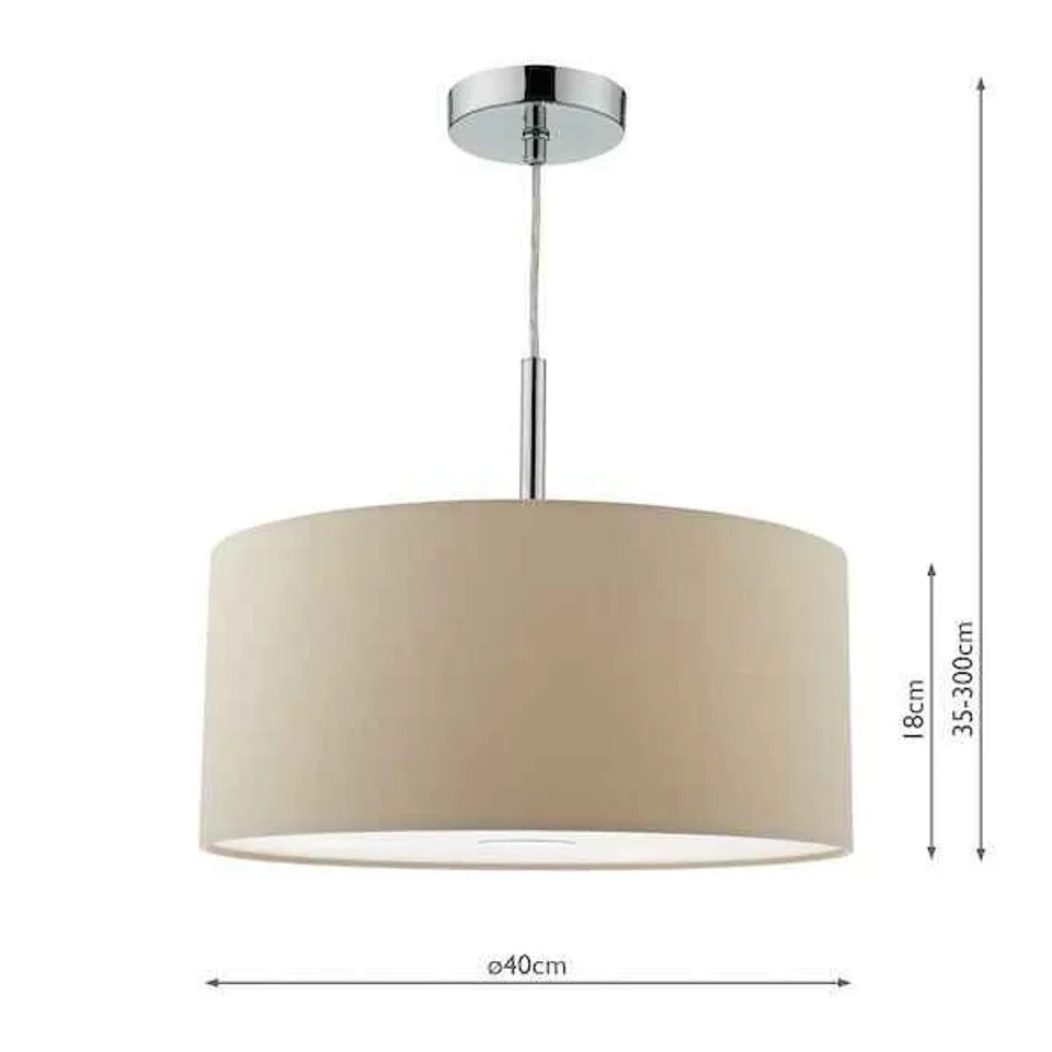 3 Light Drum Pendant - Taupe, Faux Silk