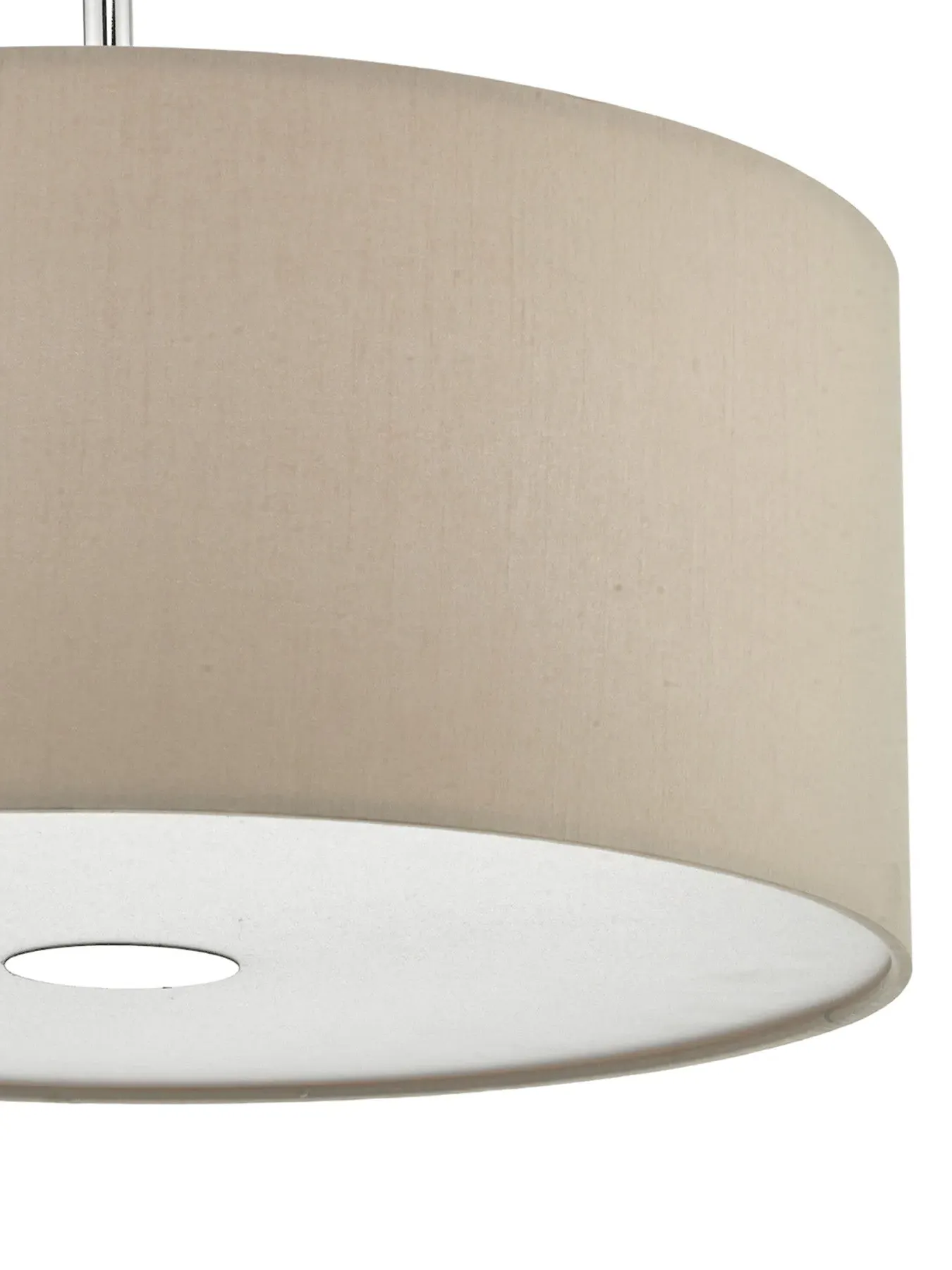3 Light Drum Pendant - Taupe, Faux Silk