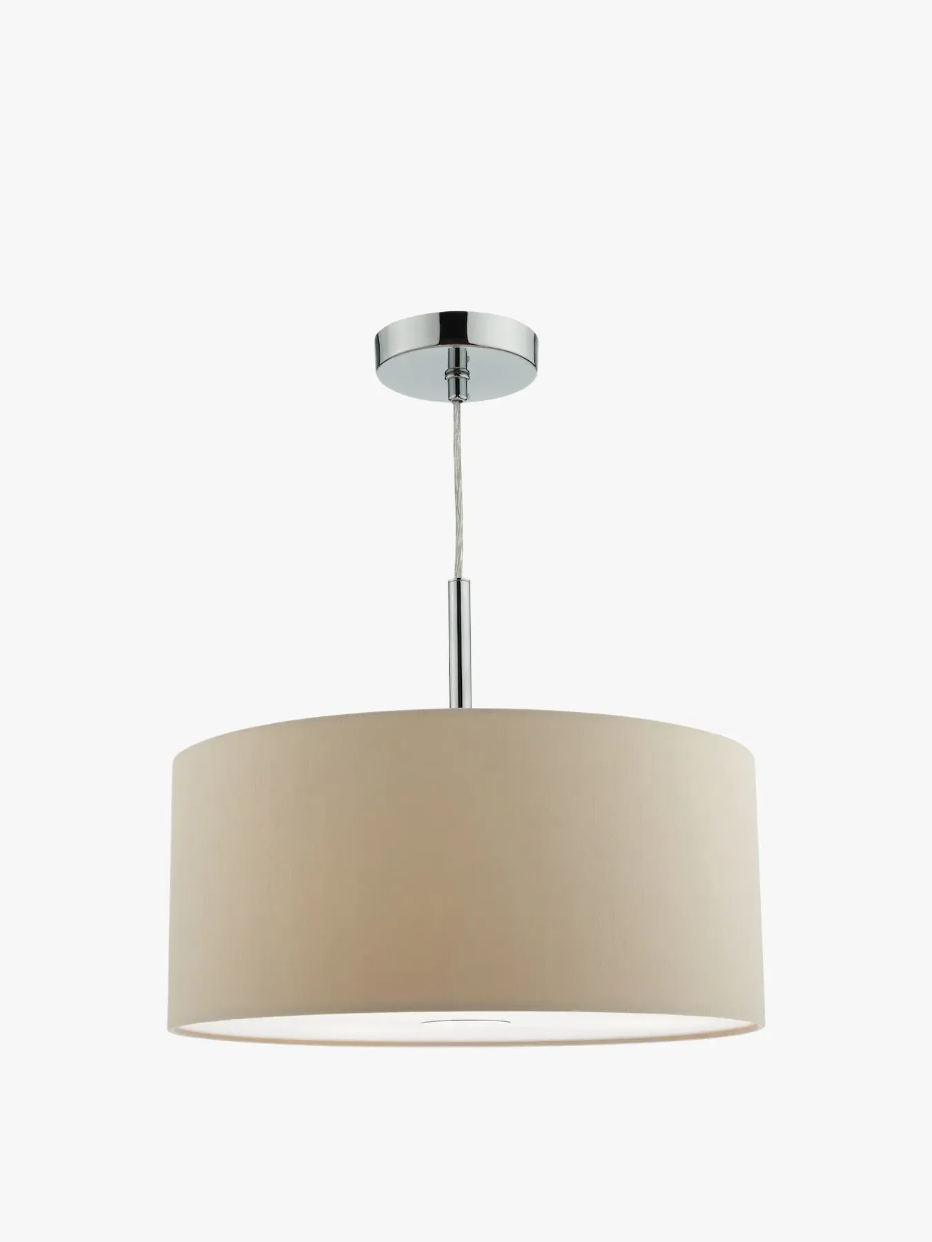 3 Light Drum Pendant - Taupe, Faux Silk image