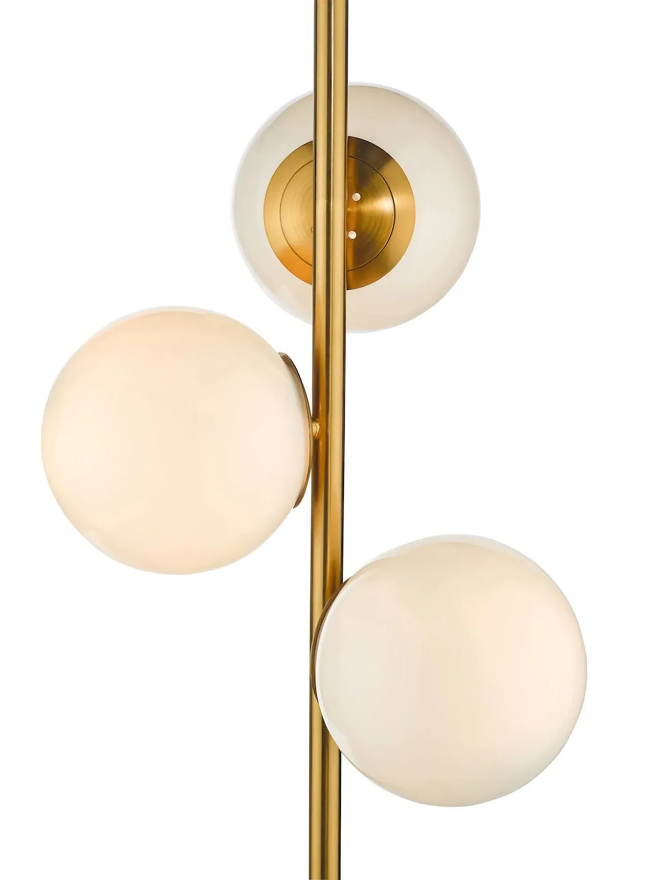 3 Light Floor Lamp with Globes - Brass, Metal