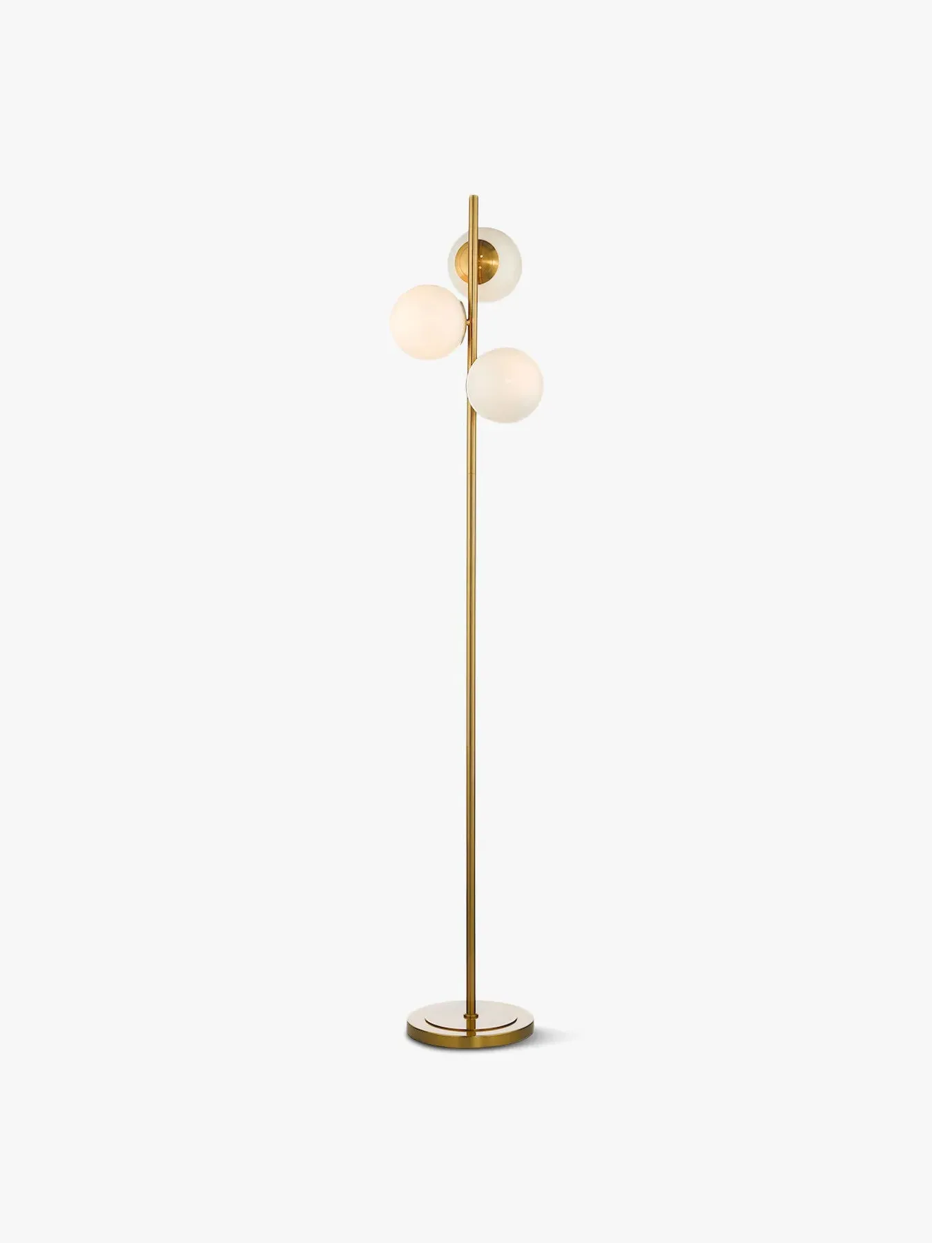 3 Light Floor Lamp with Globes - Brass, Metal image