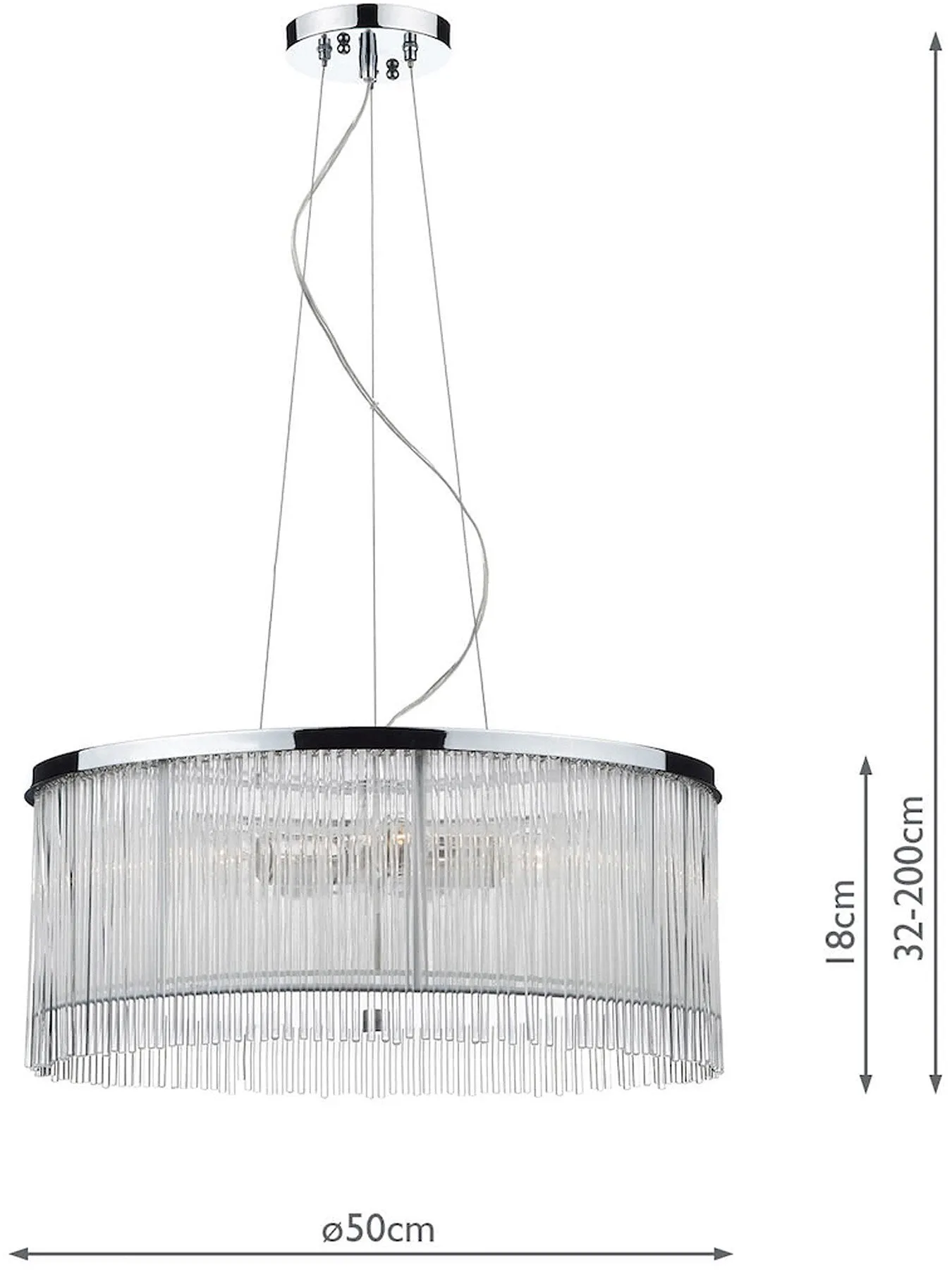 3-Light Pendant Light - Clear Glass, Chrome