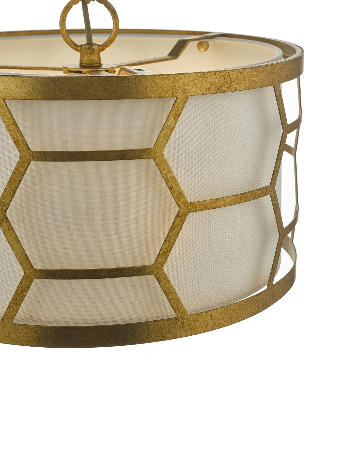 3-Light Pendant with Diffuser - Gold, Linen