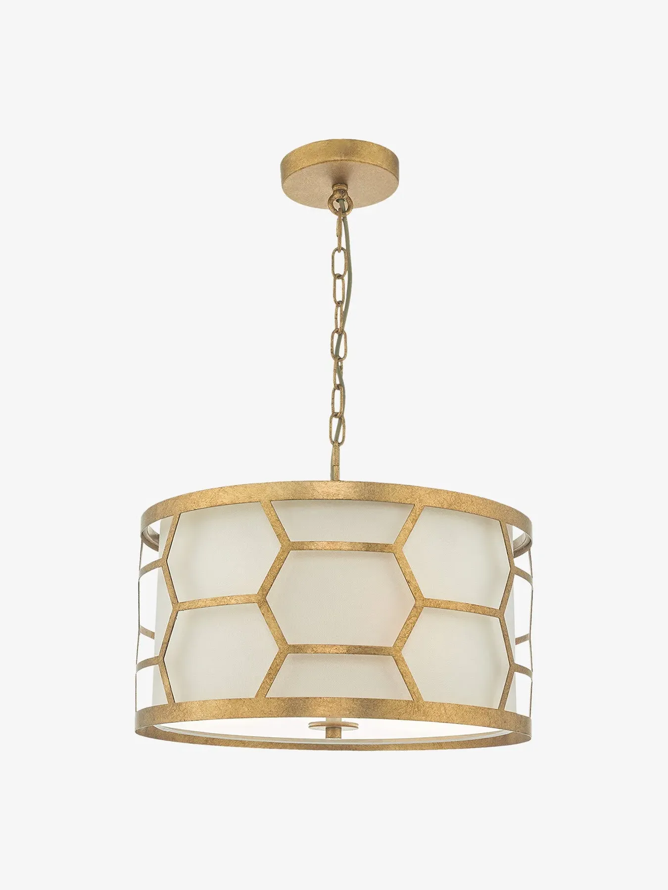 3-Light Pendant with Diffuser - Gold, Linen image