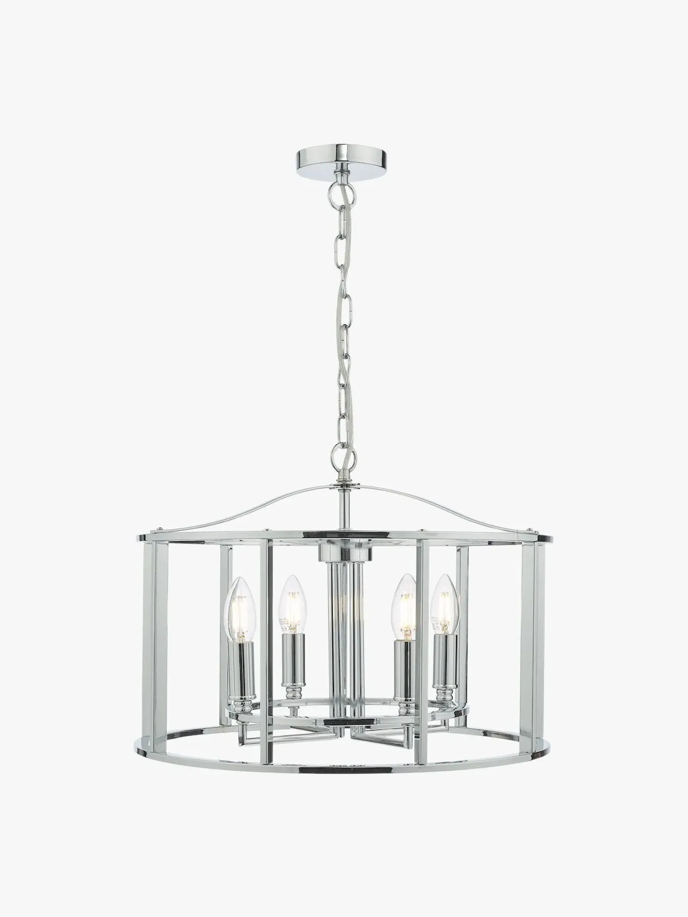4-Light Pendant with Cage Design - Chrome image