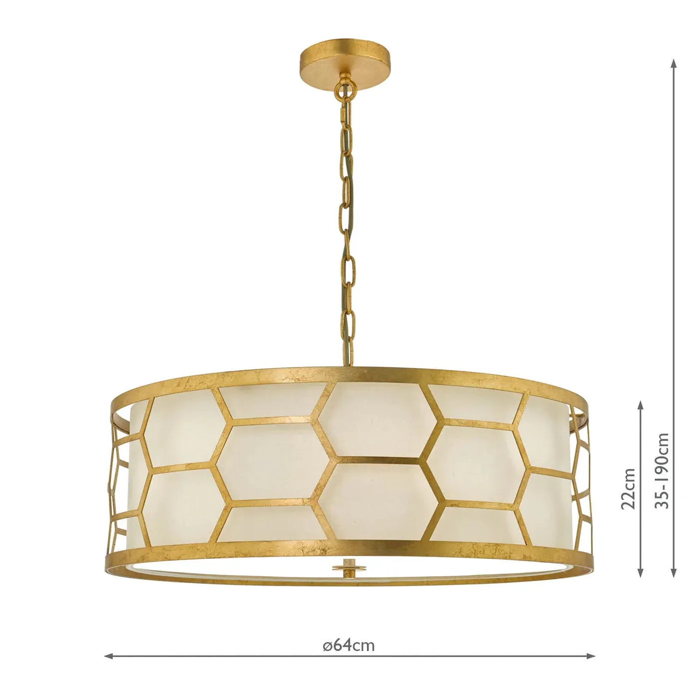 4-Light Pendant with Diffuser - Ivory, Linen