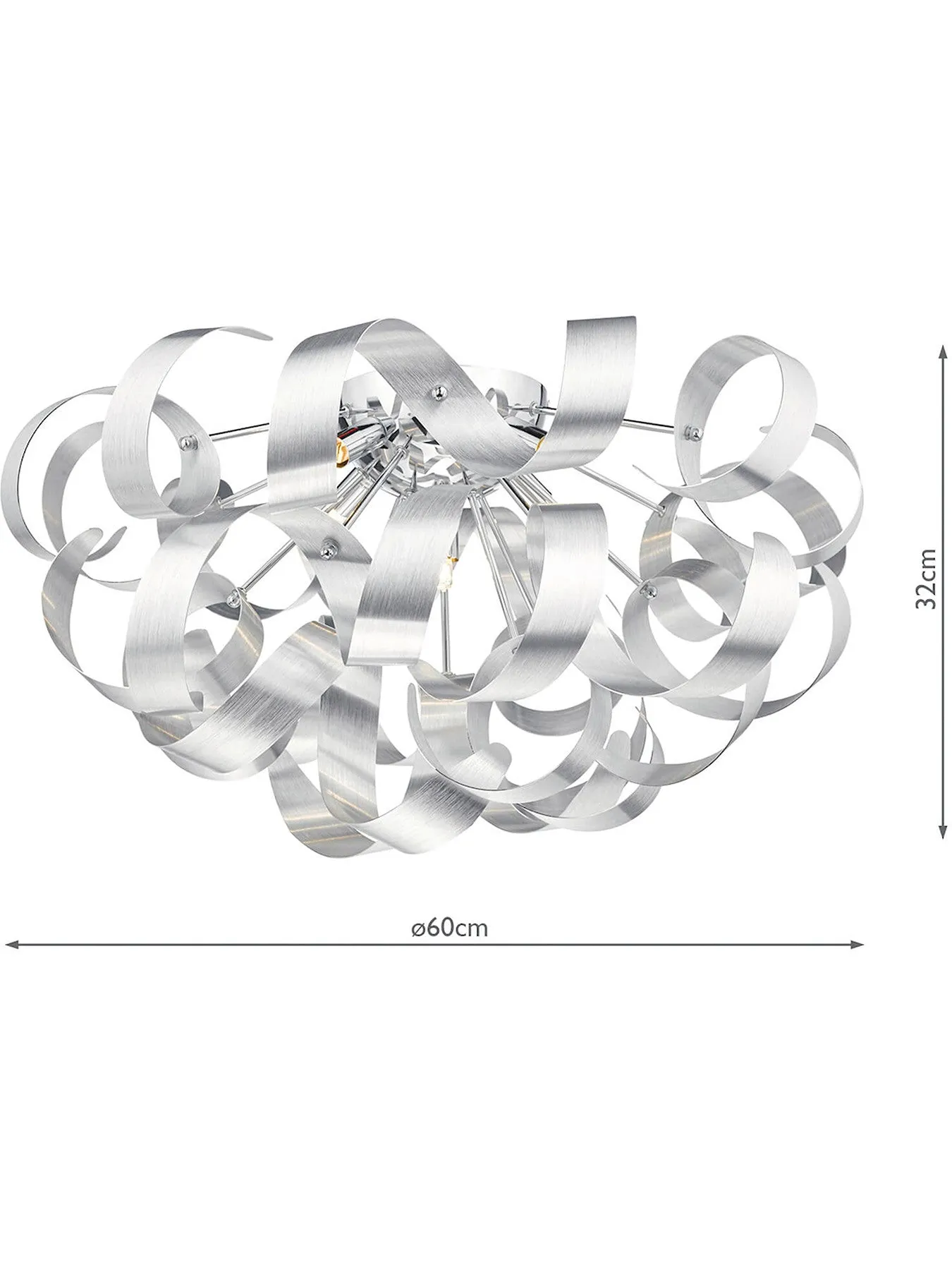 5-Light Flush Ceiling Light - Brushed Aluminium
