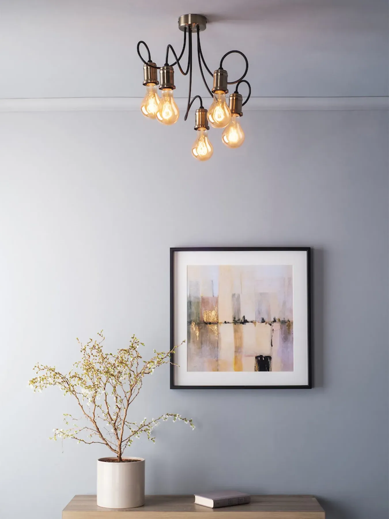 5-Light Pendant Light - Antique Brass, Metal