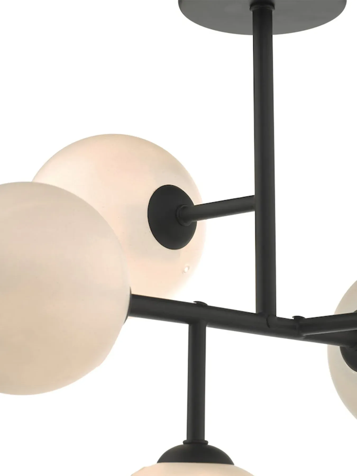 5 Light Semi Flush Ceiling Light - Black, Metal