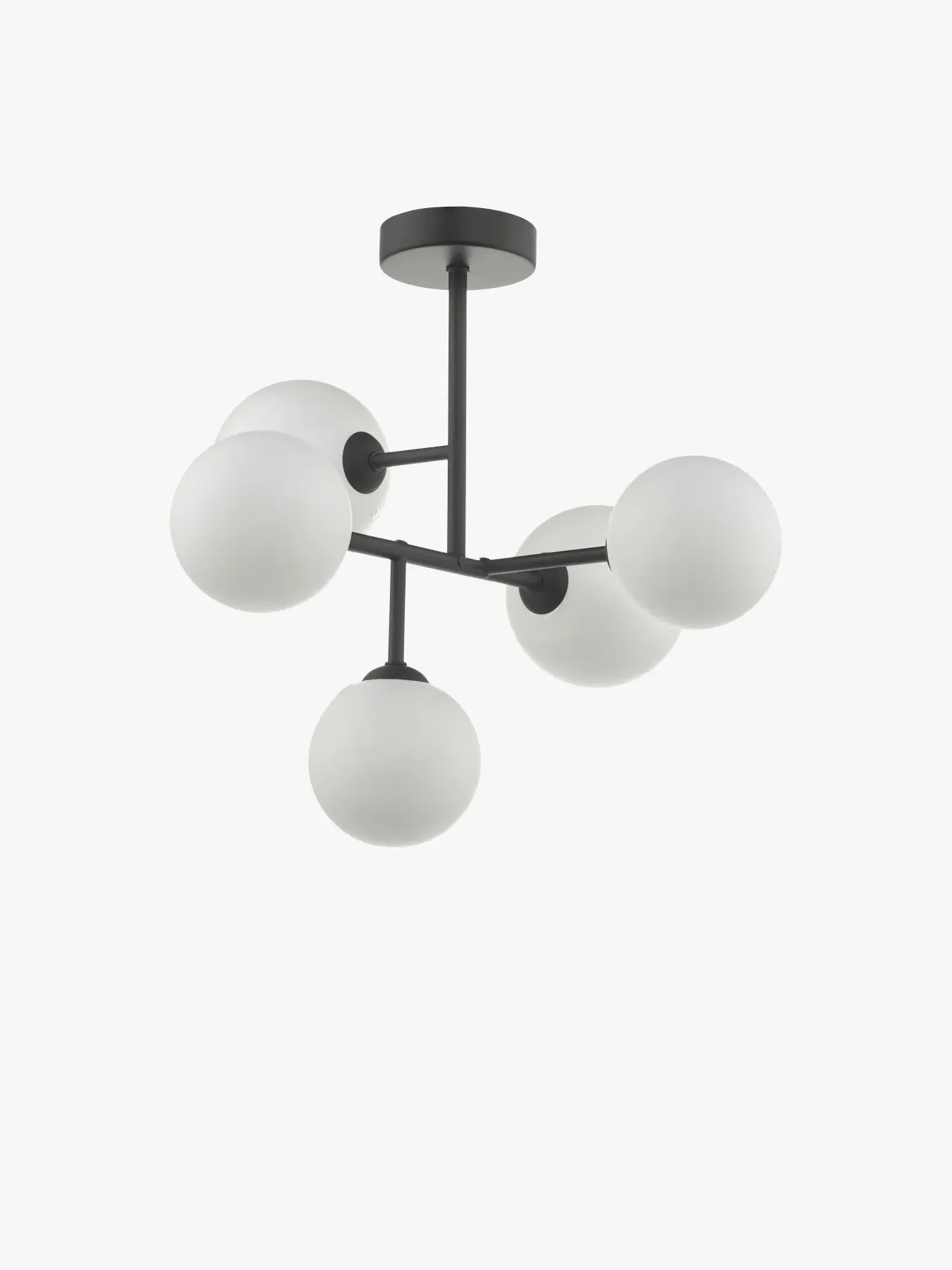 5 Light Semi Flush Ceiling Light - Black, Metal image
