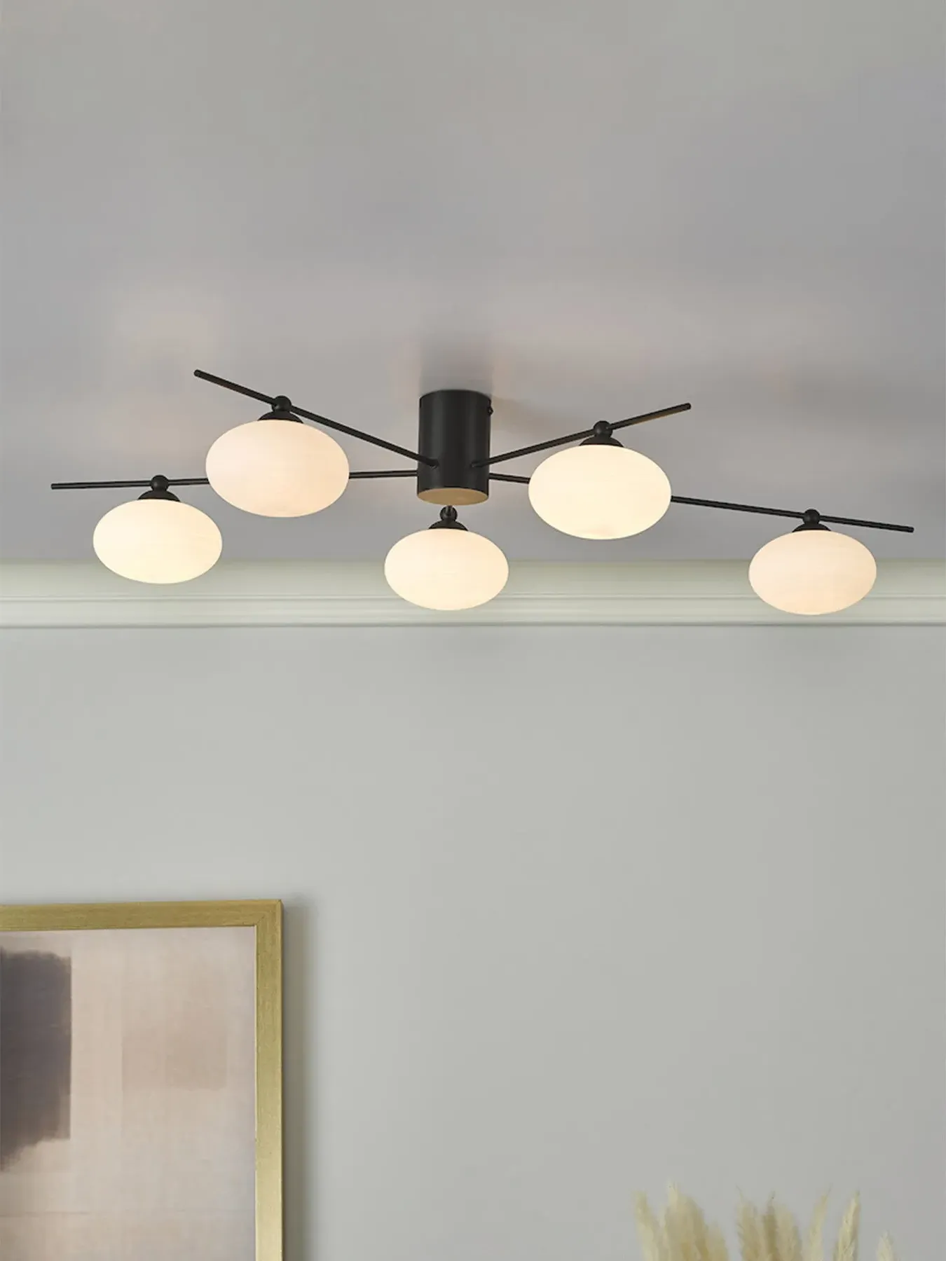 5-Light Semi Flush Ceiling Light - Matt Black