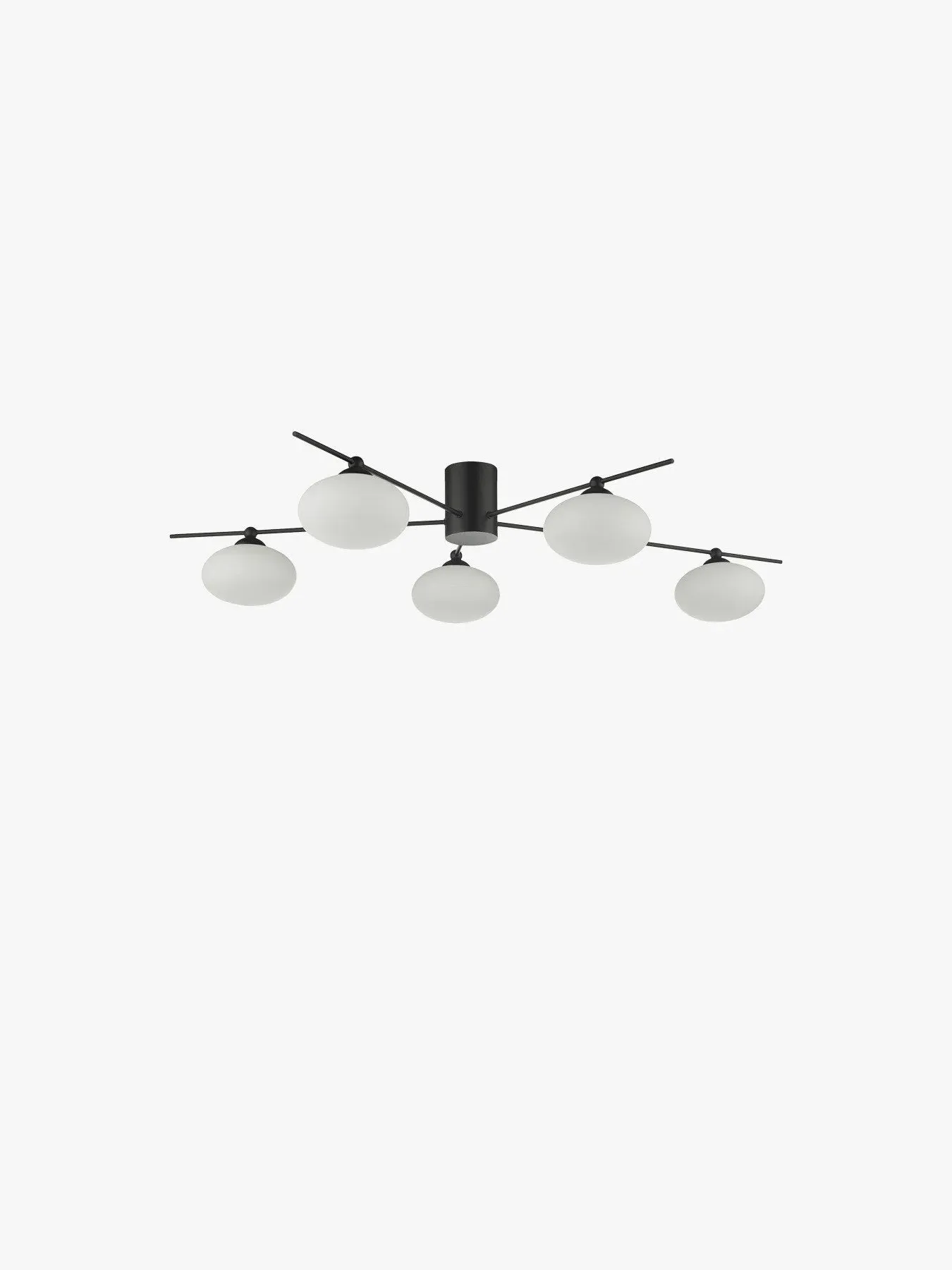 5-Light Semi Flush Ceiling Light - Matt Black image