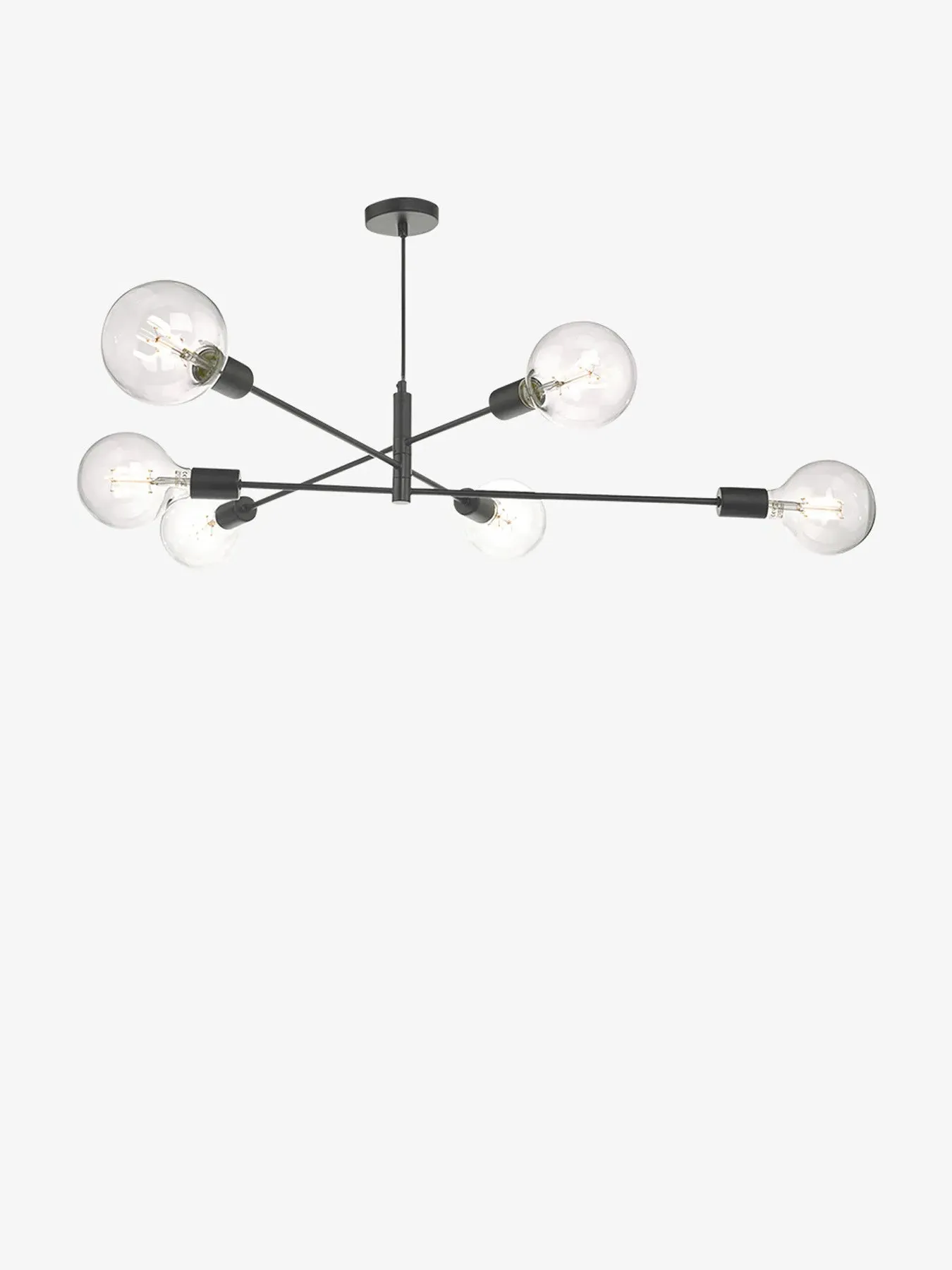 6-Light Pendant Light Industrial Style - Black image