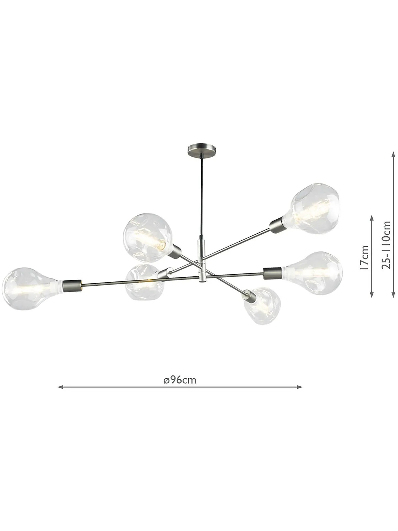 6-Light Pendant Light - Satin Chrome, Metal