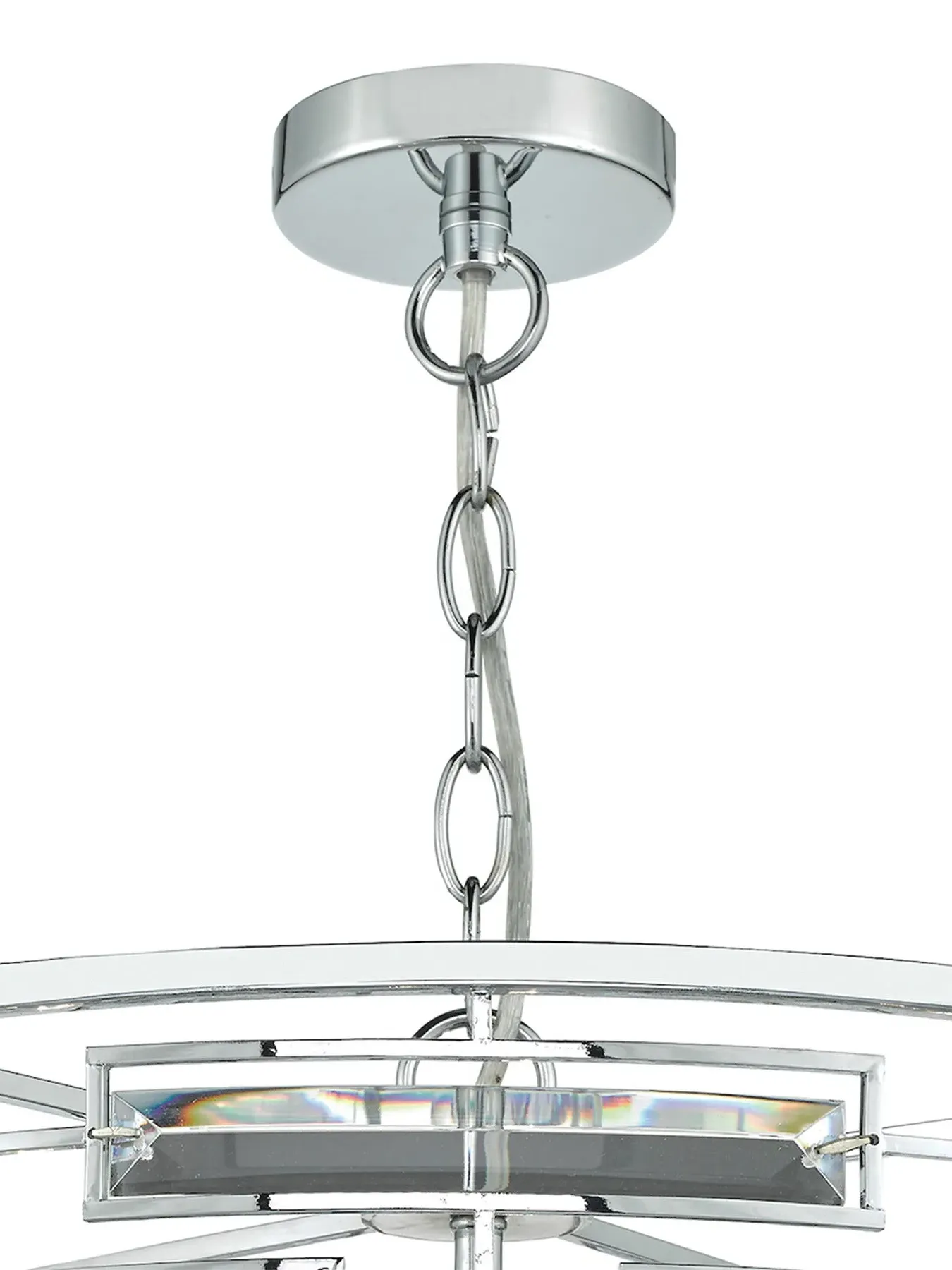 6 Light Pendant with Crystal - Chrome, Metal