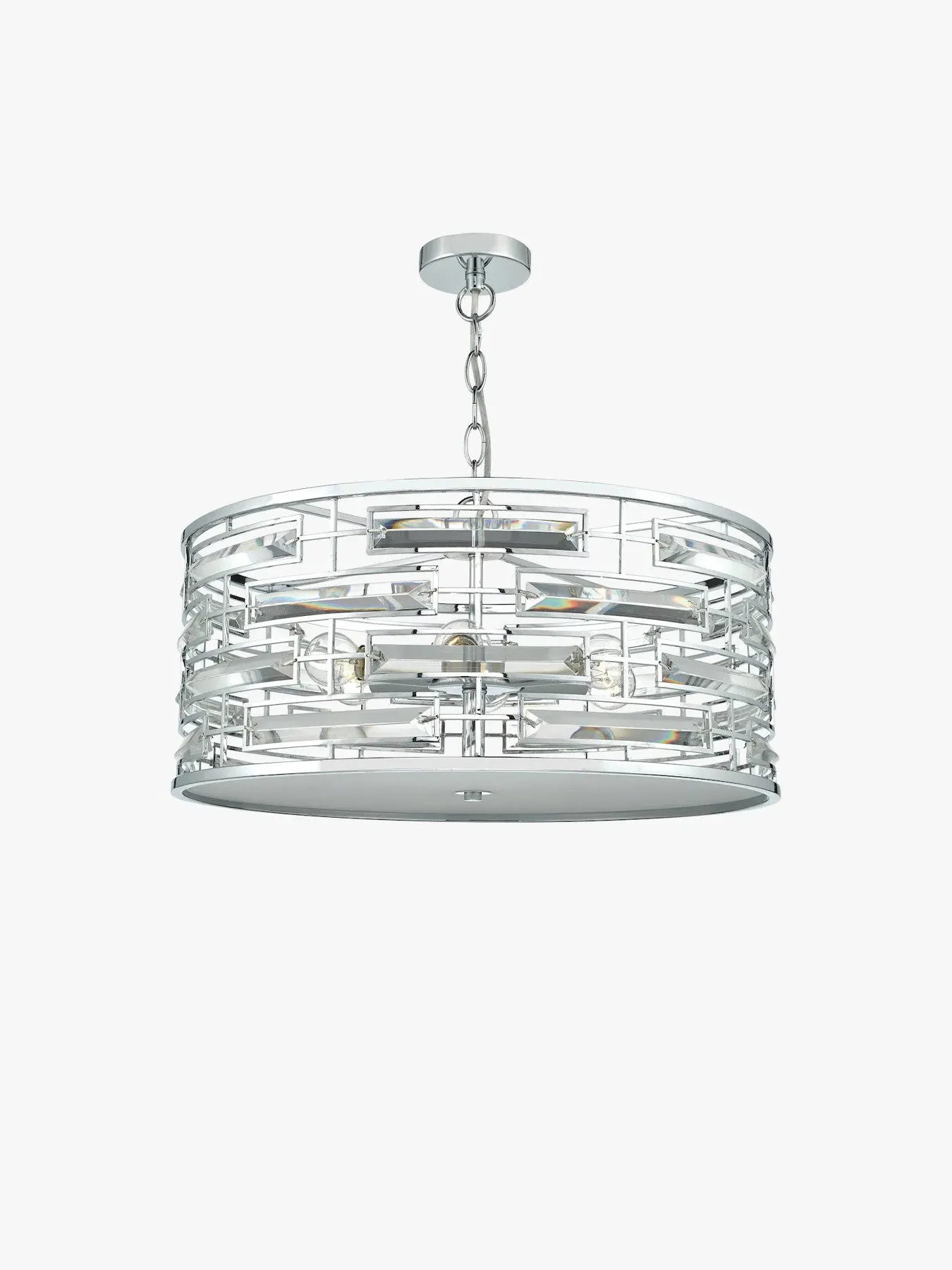 6 Light Pendant with Crystal - Chrome, Metal image