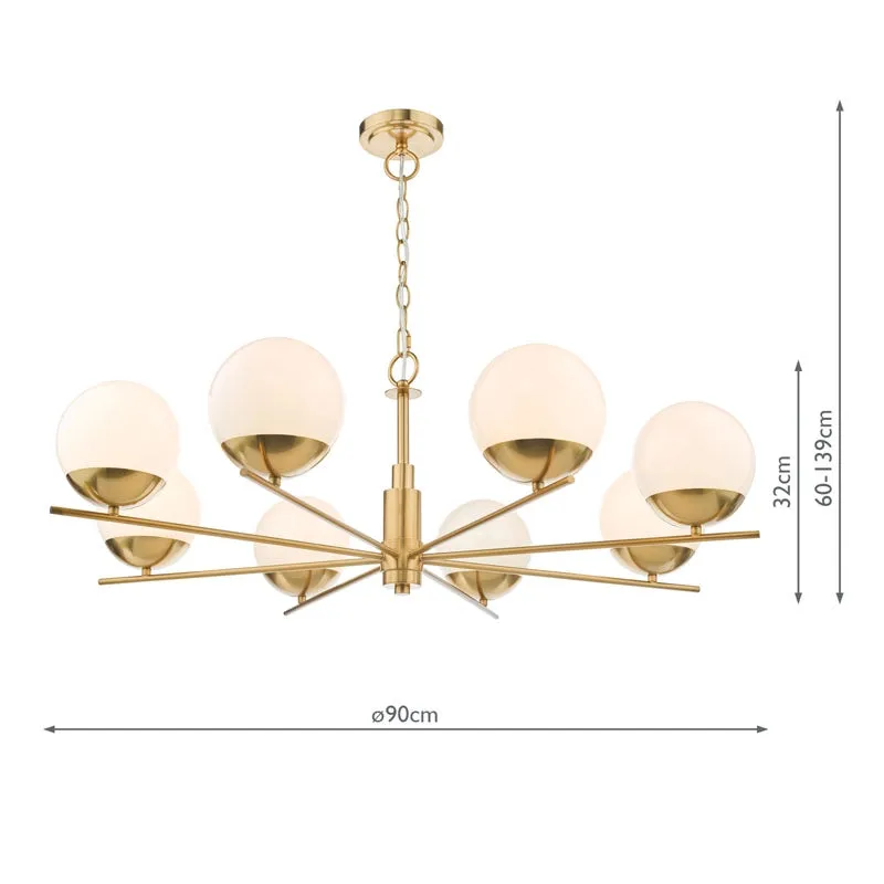 6-Light Pendant with Opal Glass - Brass
