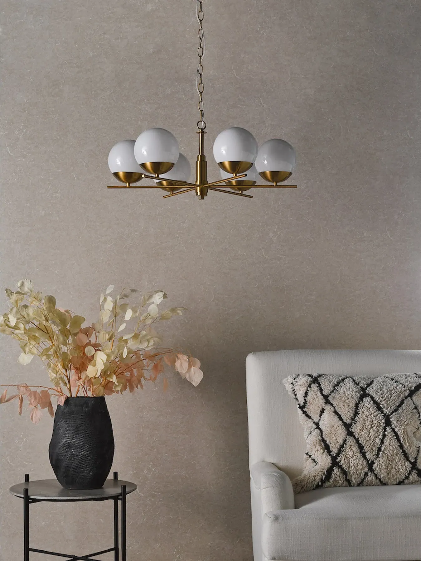 6-Light Pendant with Opal Glass - Brass