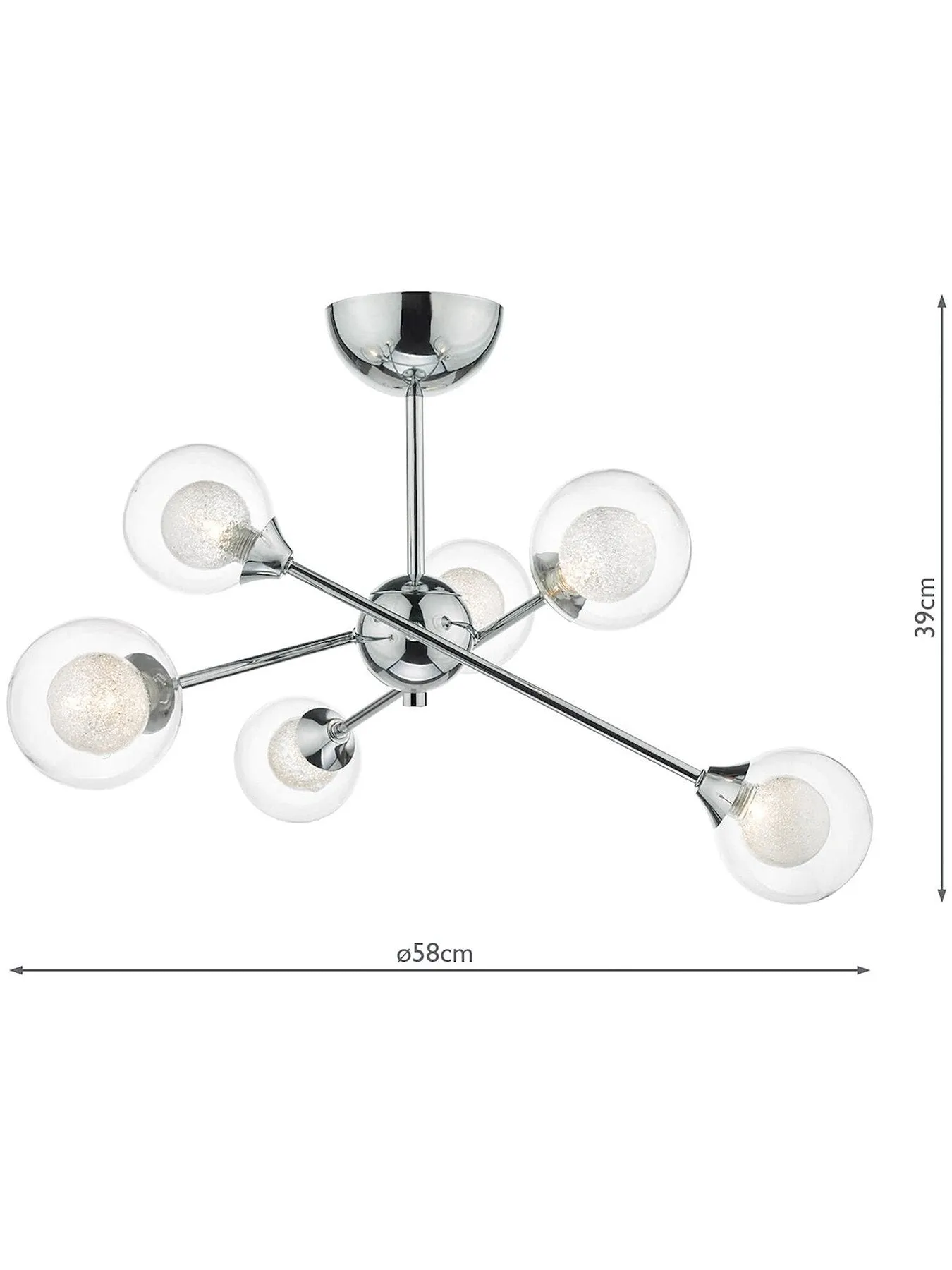 6-Light Semi Flush Ceiling Light - Chrome