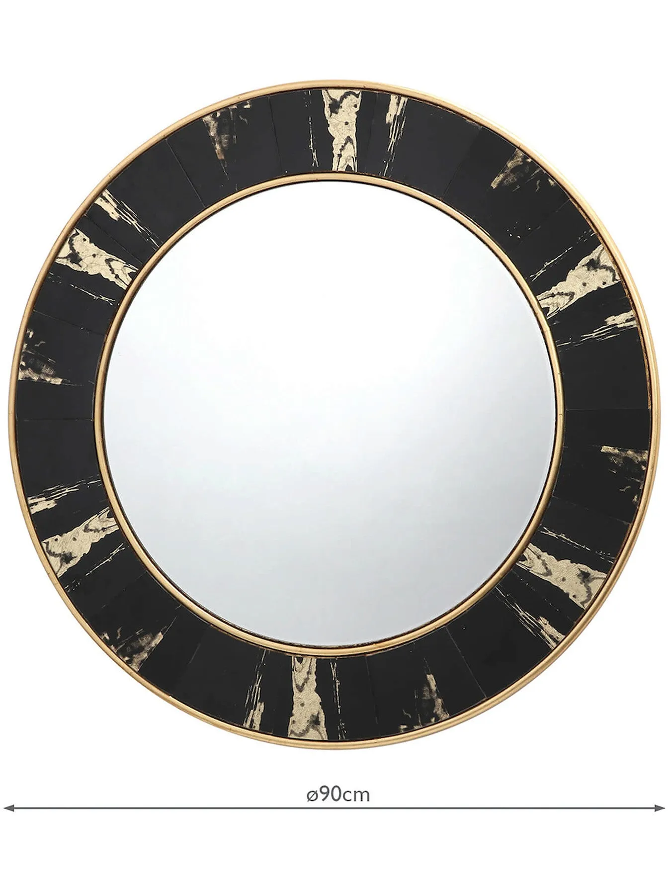 Round Mirror with Foil Detail - Black, Gold
